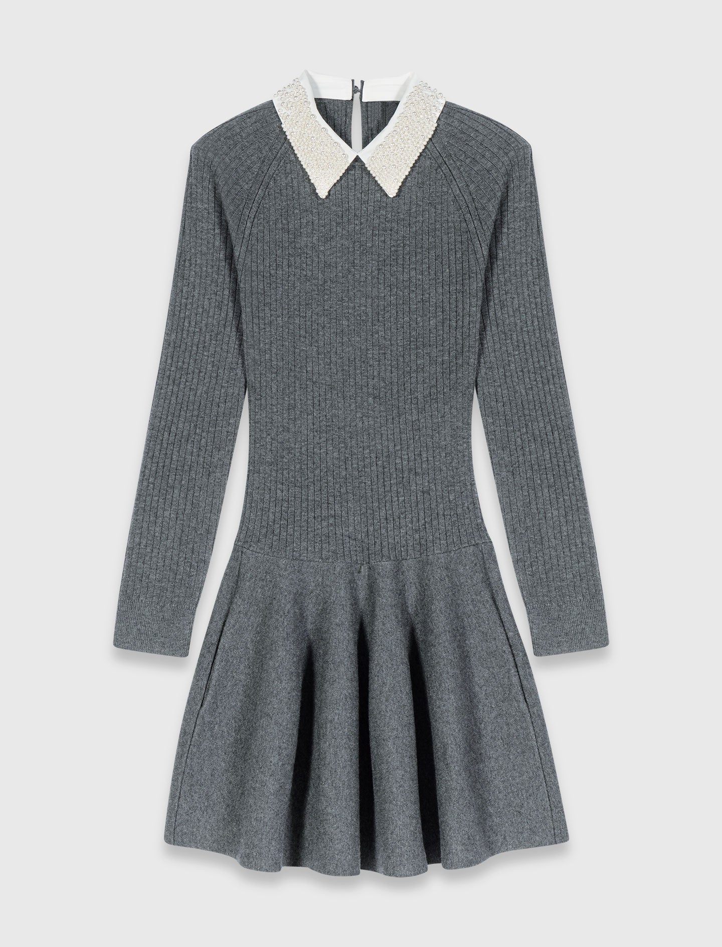 Beaded-collar short knit dress - Image 9