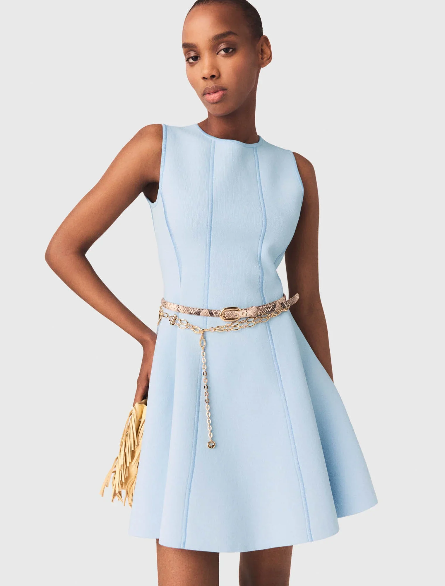 Skater Dress With Jewelled Bows Blue Sky - Image 5