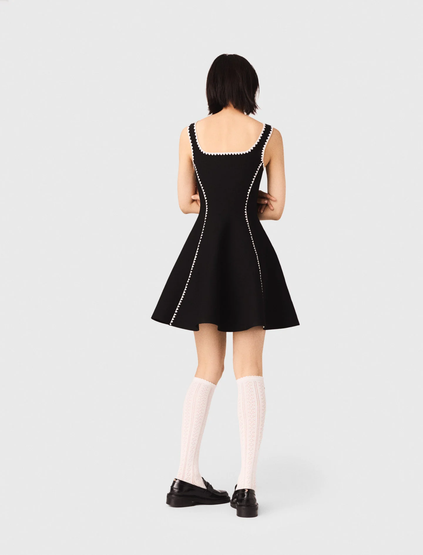 Short Dress With Topstitch Details Black - Image 3