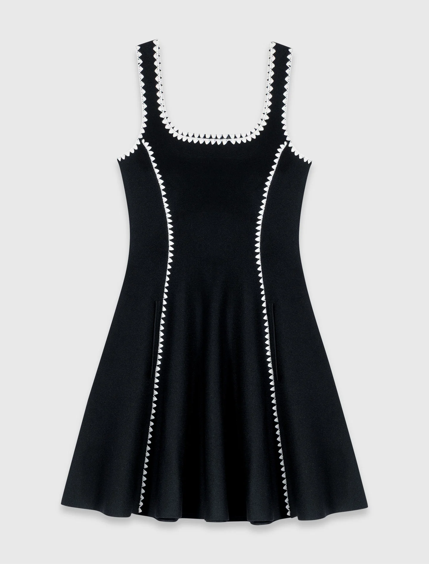 Short Dress With Topstitch Details Black - Image 7
