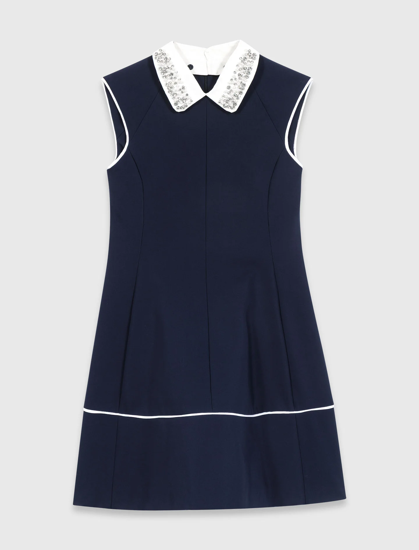 Flared Dress With Contrast Trim Navy - Image 8