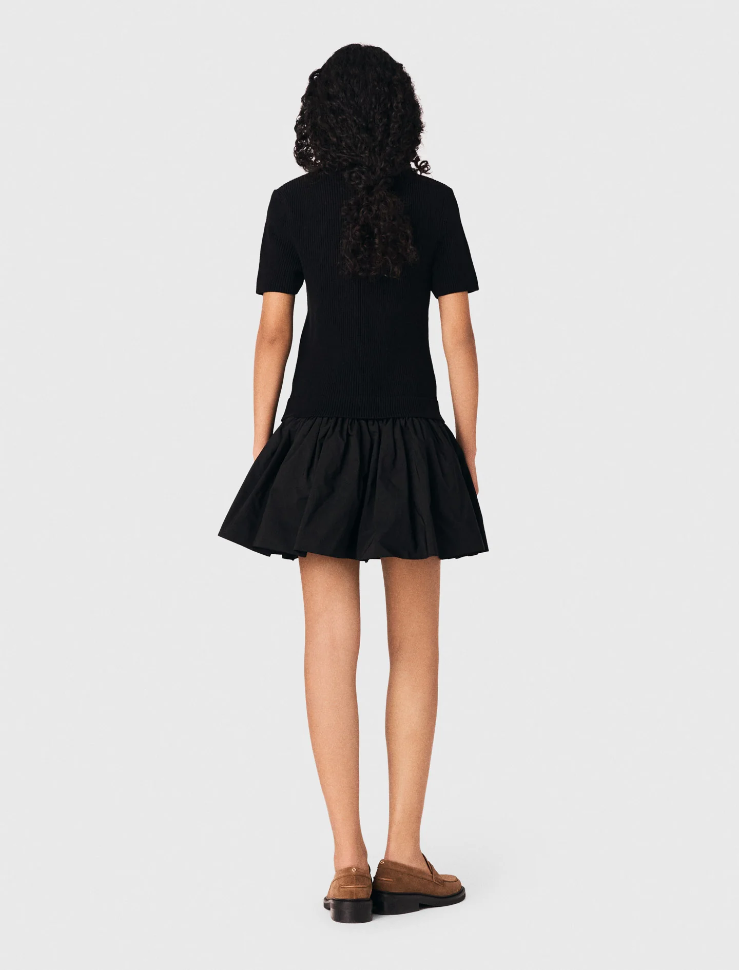 Short knit and taffeta dress - Image 3