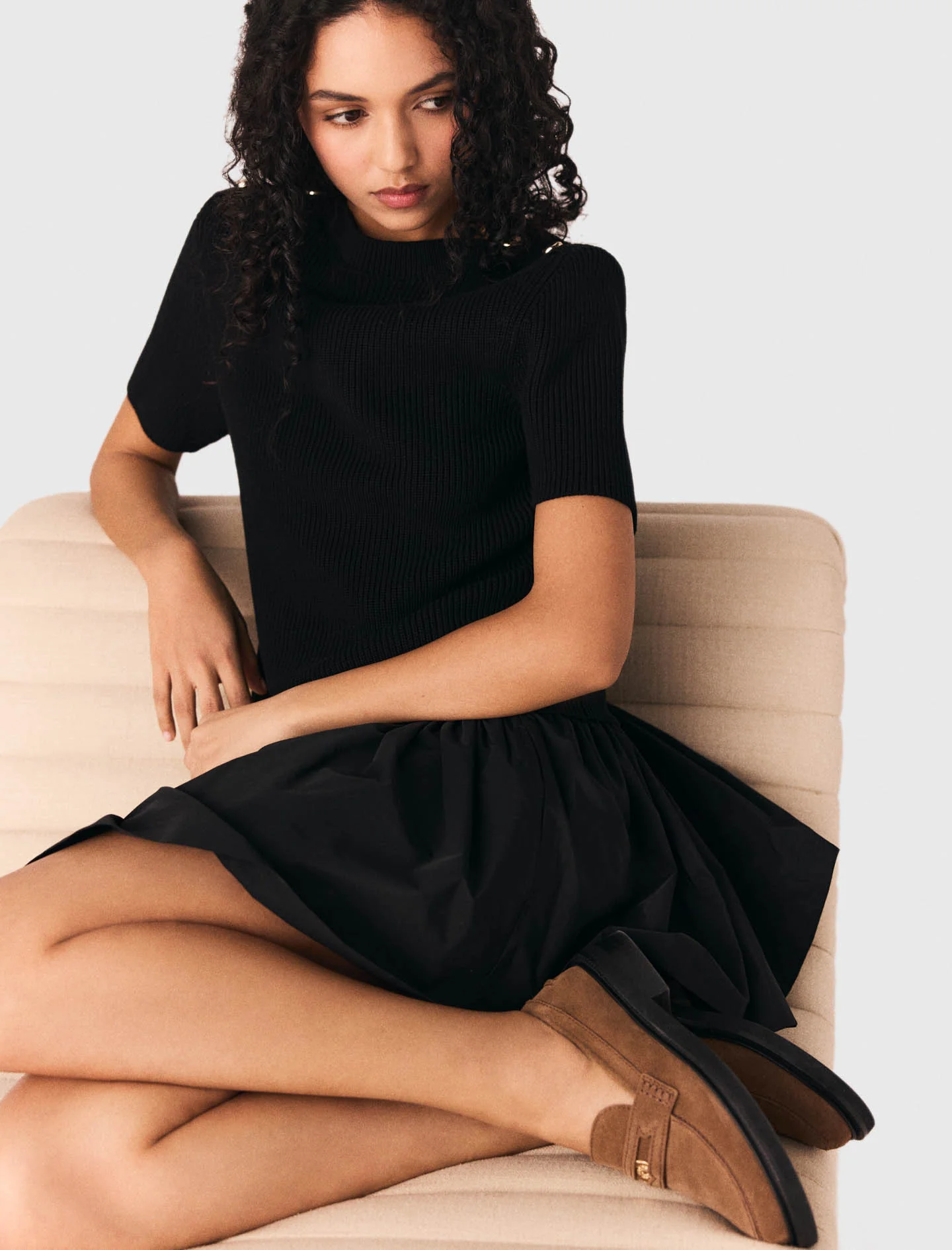 Short knit and taffeta dress - Image 6