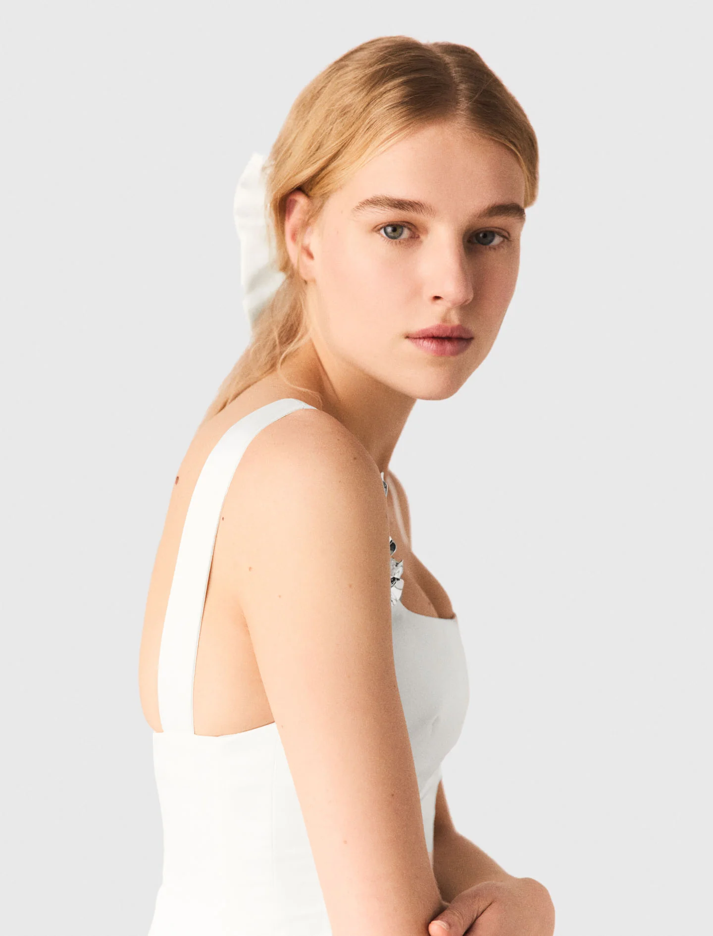Short Satin Dress White - Image 7