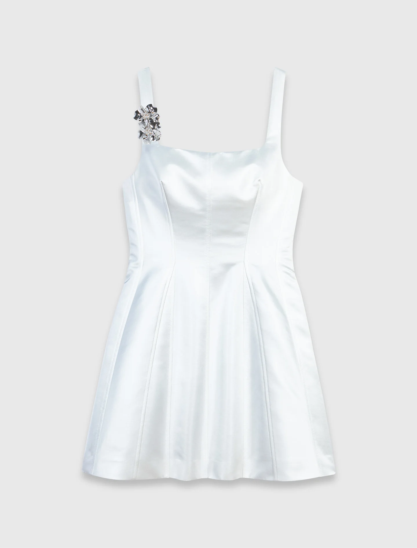 Short Satin Dress White - Image 8