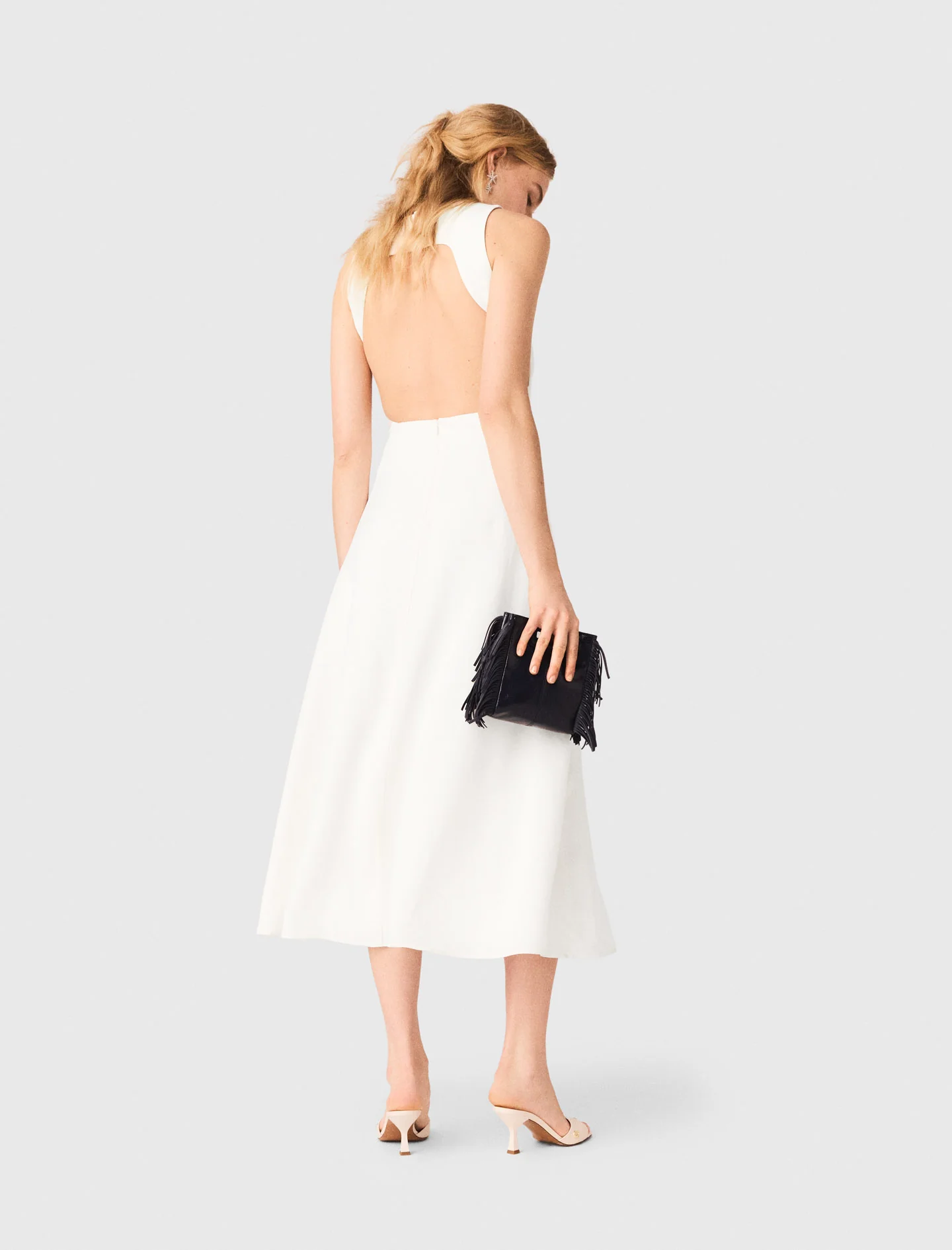 Backless Midi Dress White - Image 3