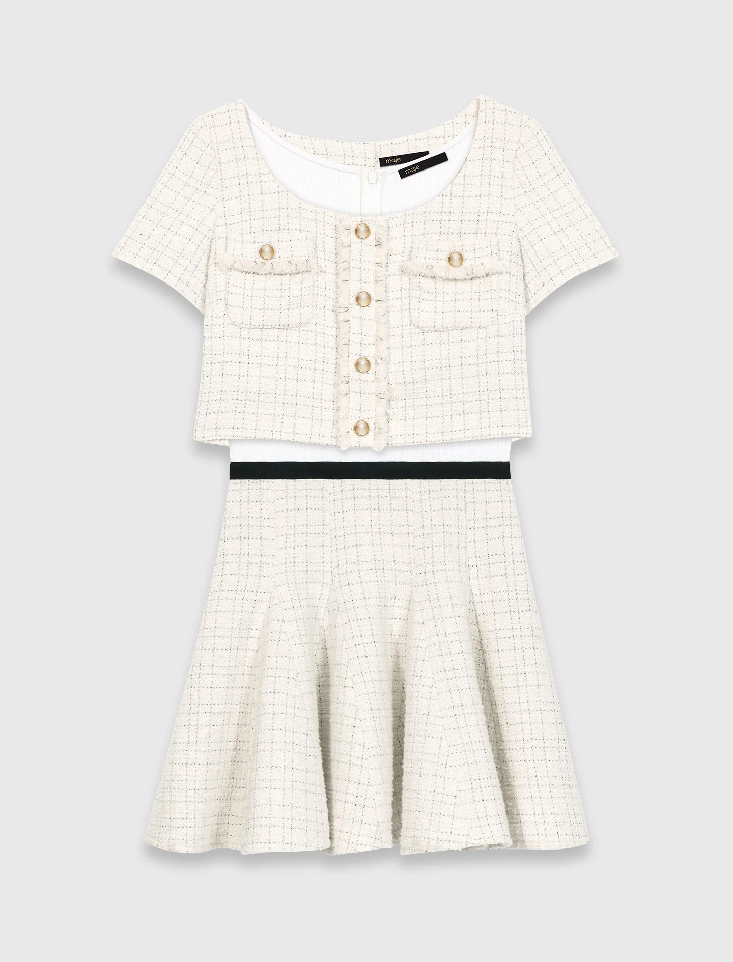 2-In-1 Tweed Dress Ecru - Image 5