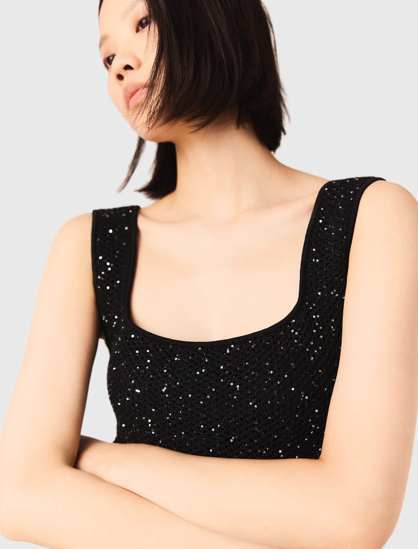 Rhinestone Knit Maxi Dress Black - Image 5