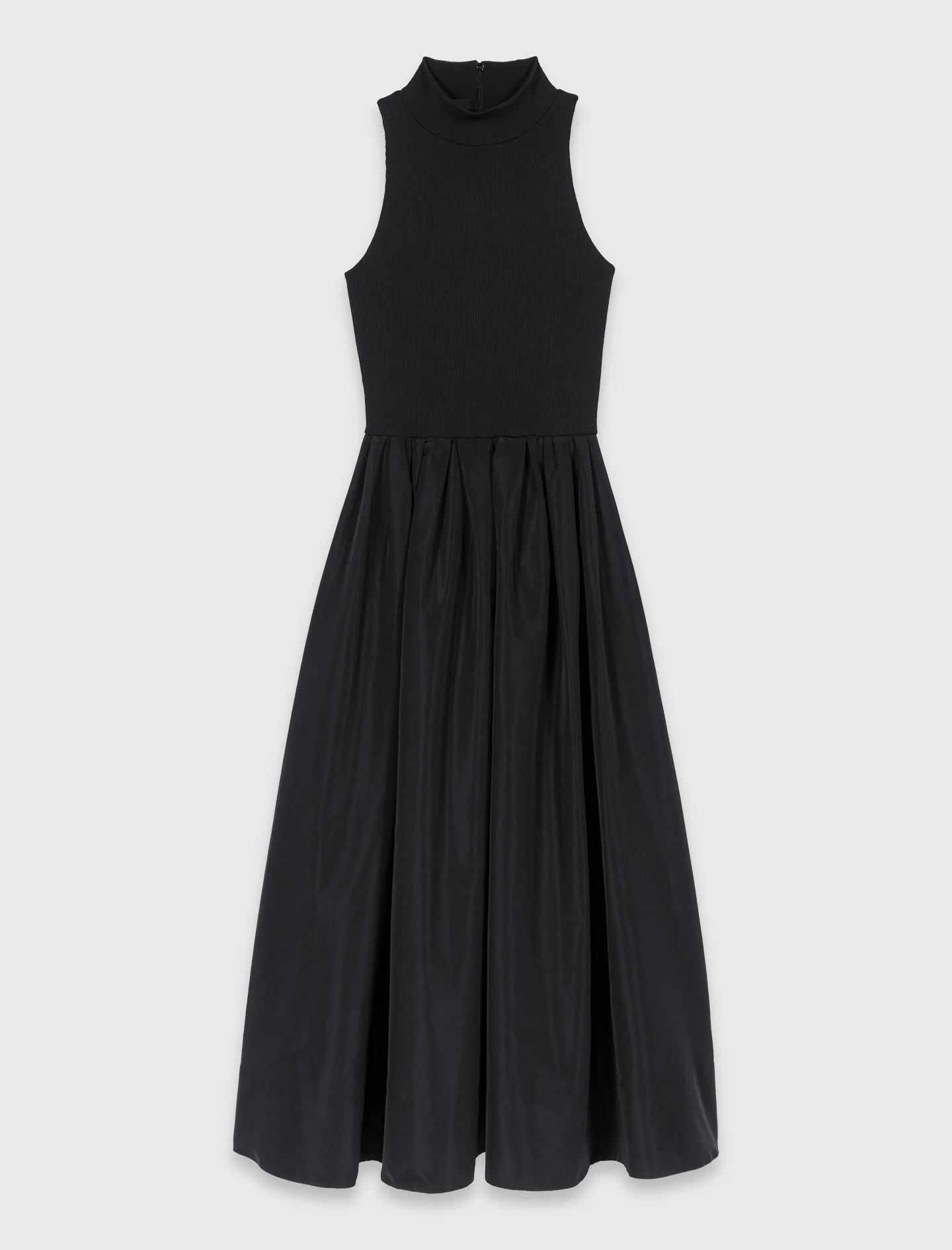 Mixed-Material Taffeta Dress Black - Image 7