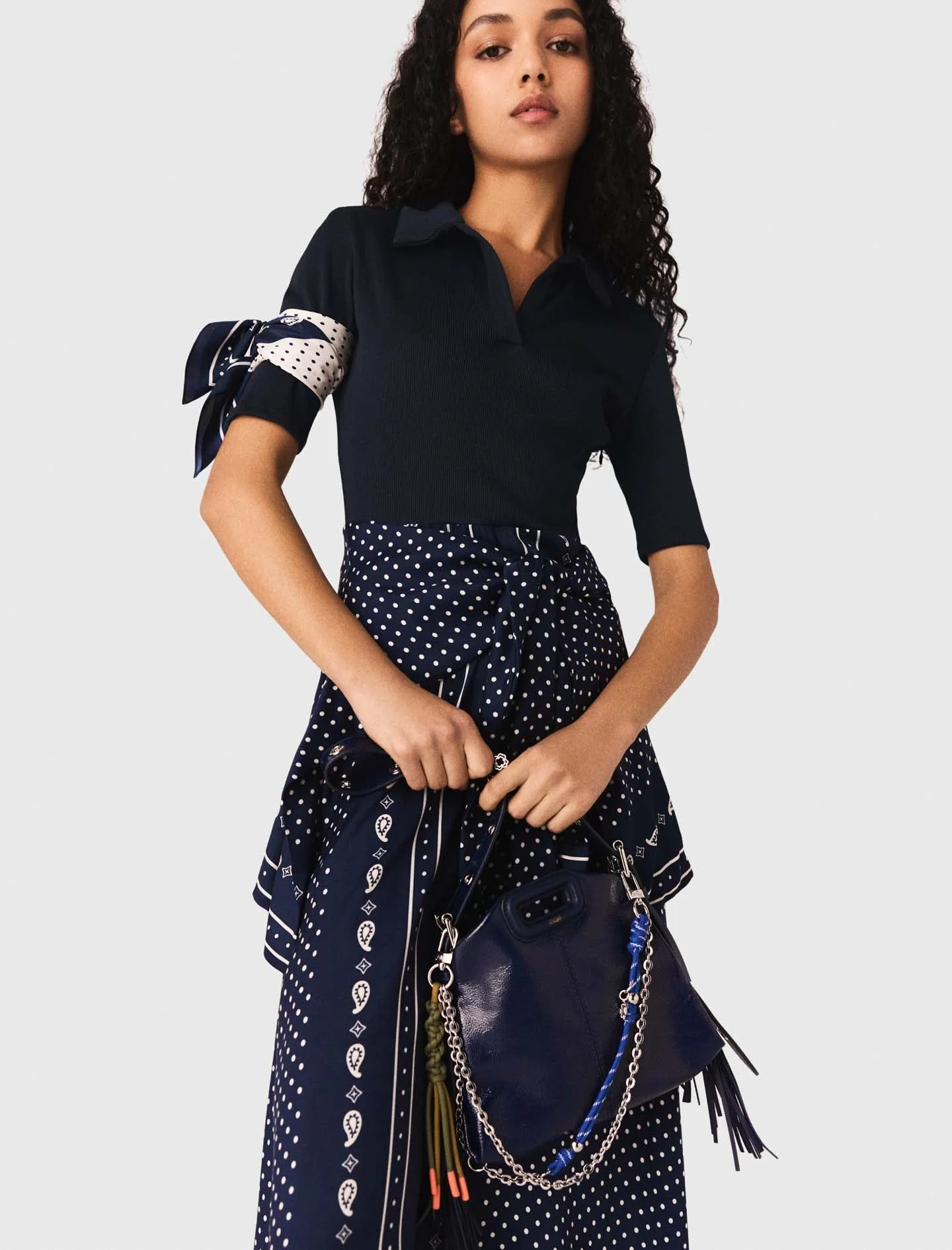 Patterned mixed-material dress - Image 2