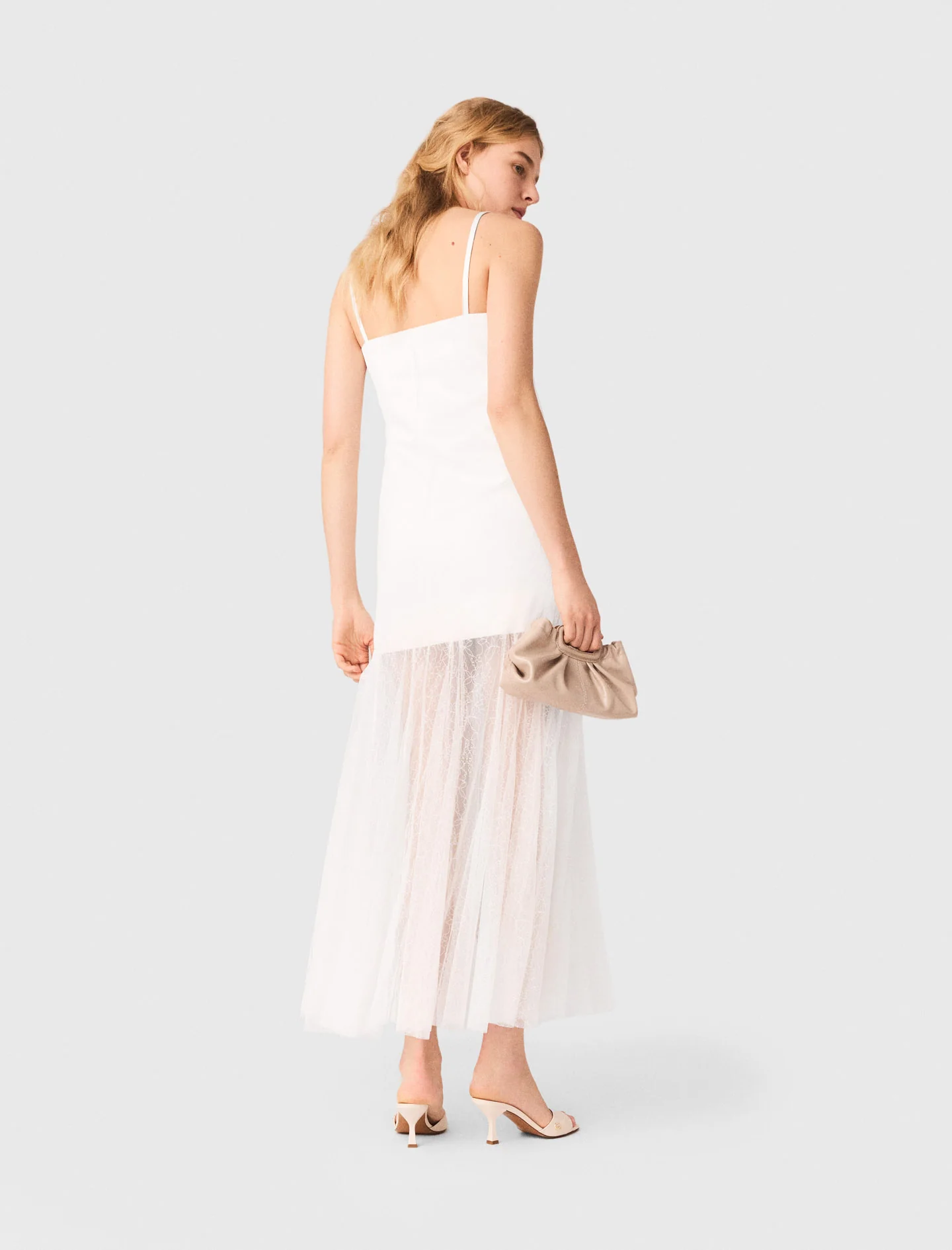Taffeta And Lace Dress White - Image 5