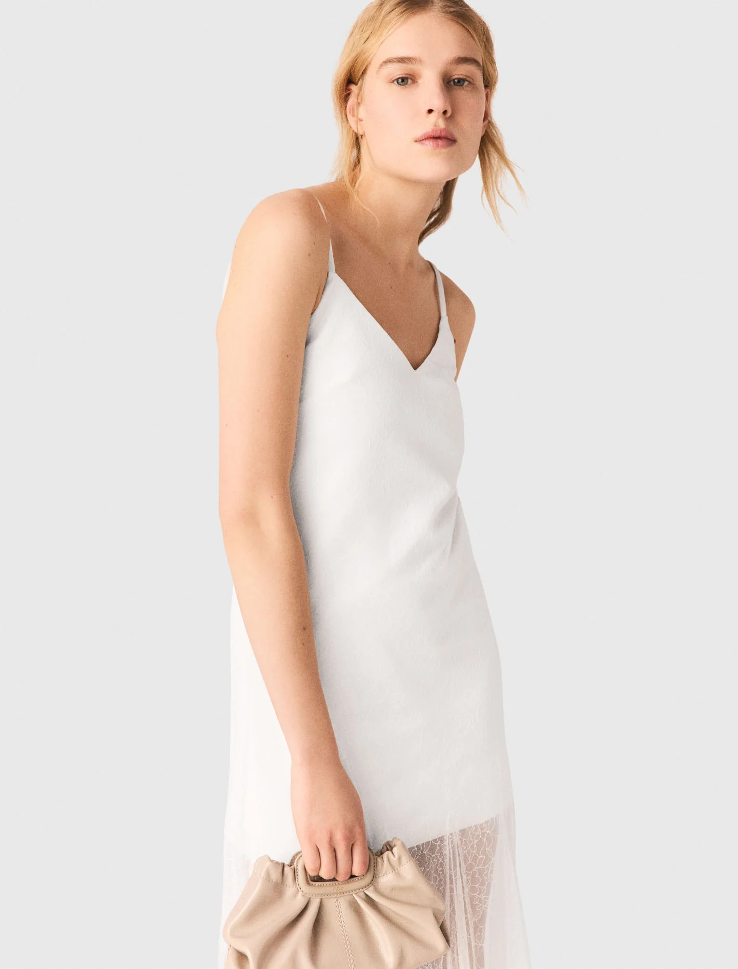 Taffeta And Lace Dress White - Image 6