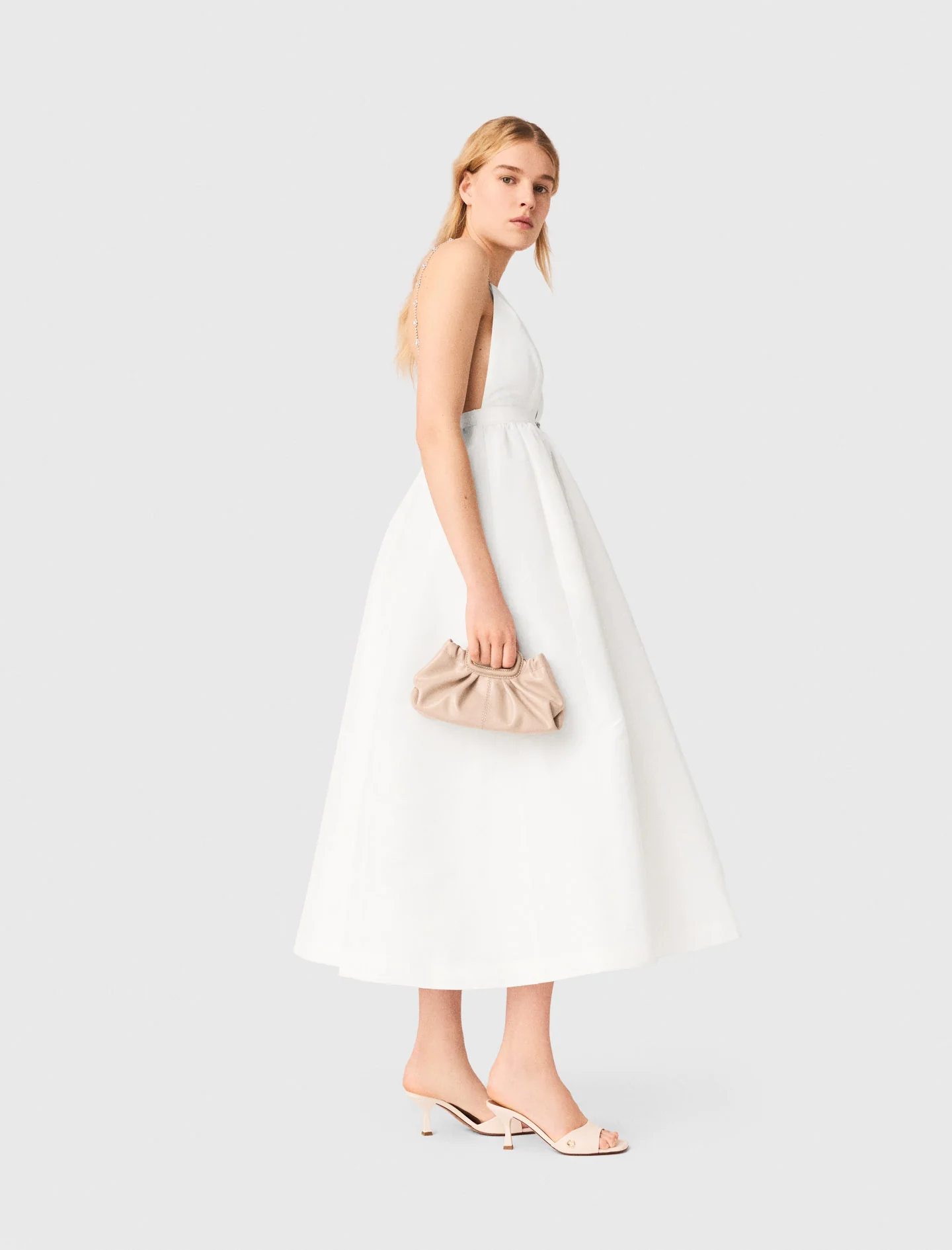 Jewelled Taffeta Maxi Dress White - Image 2