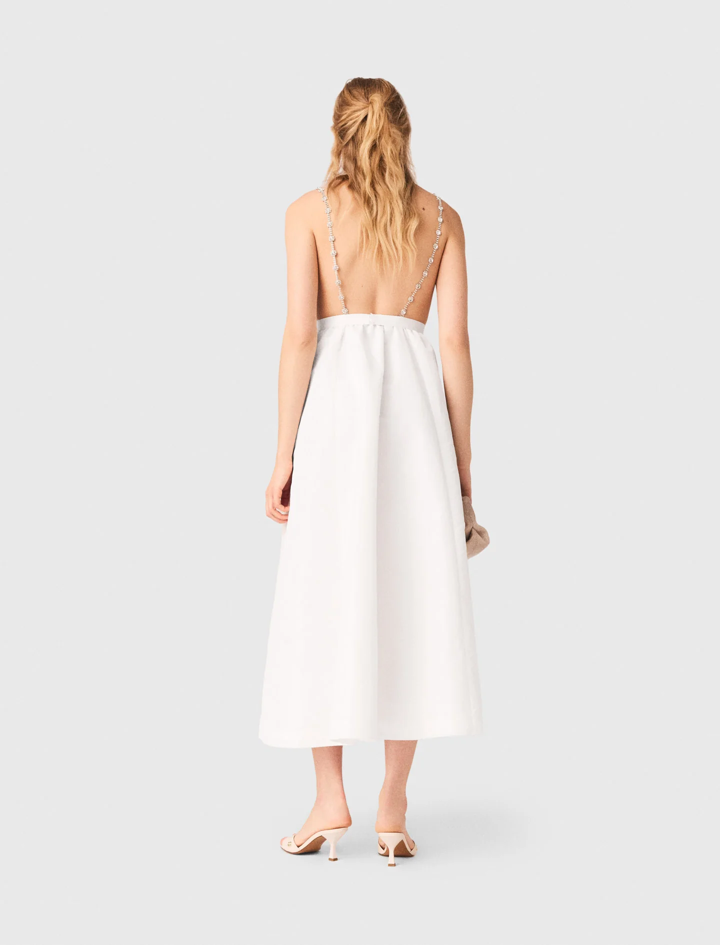 Jewelled Taffeta Maxi Dress White - Image 4