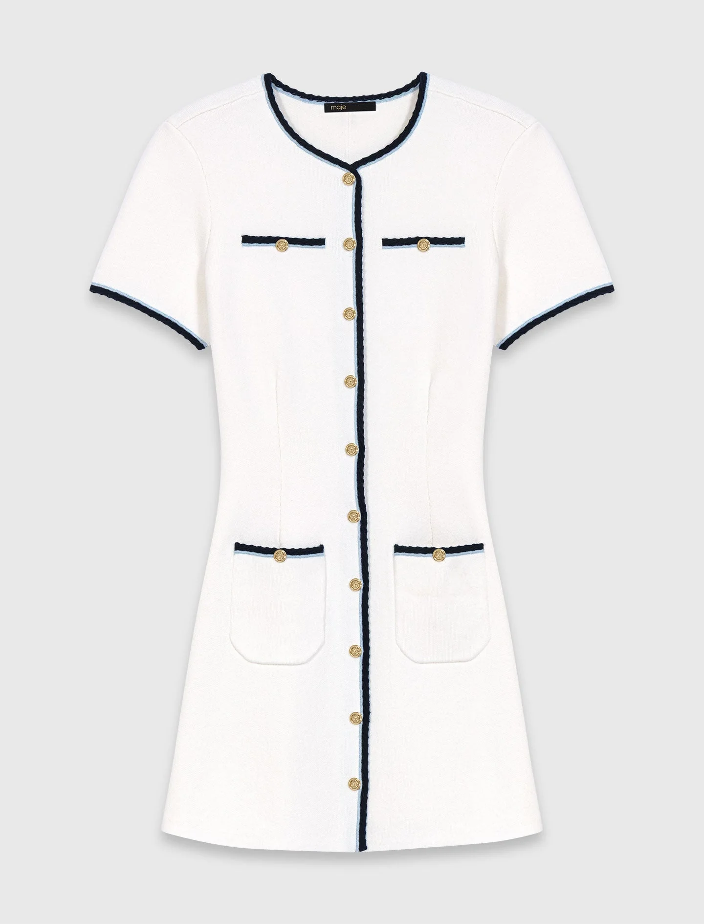 Short Dress With Contrasting Trim Ecru - Image 7