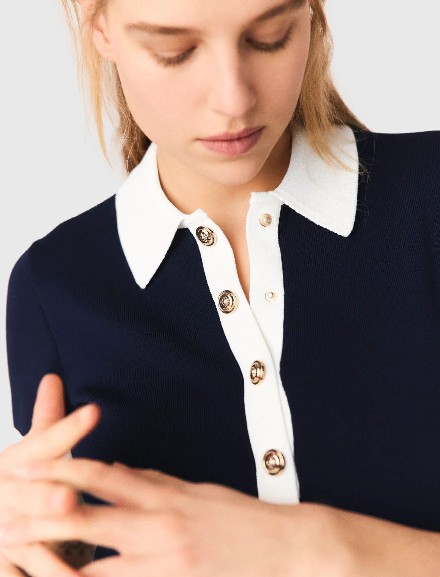 Contrast-Trim Polo Dress Navy - Image 7