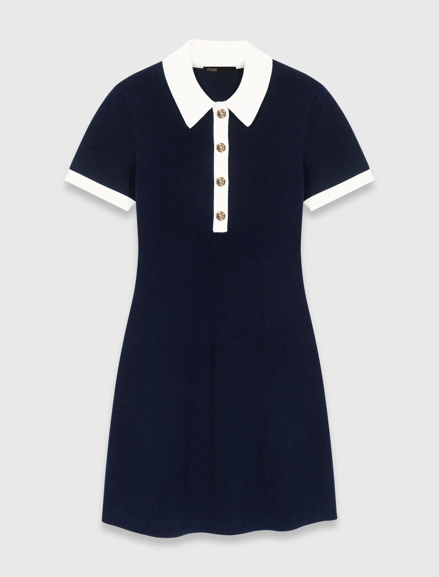 Contrast-Trim Polo Dress Navy - Image 8