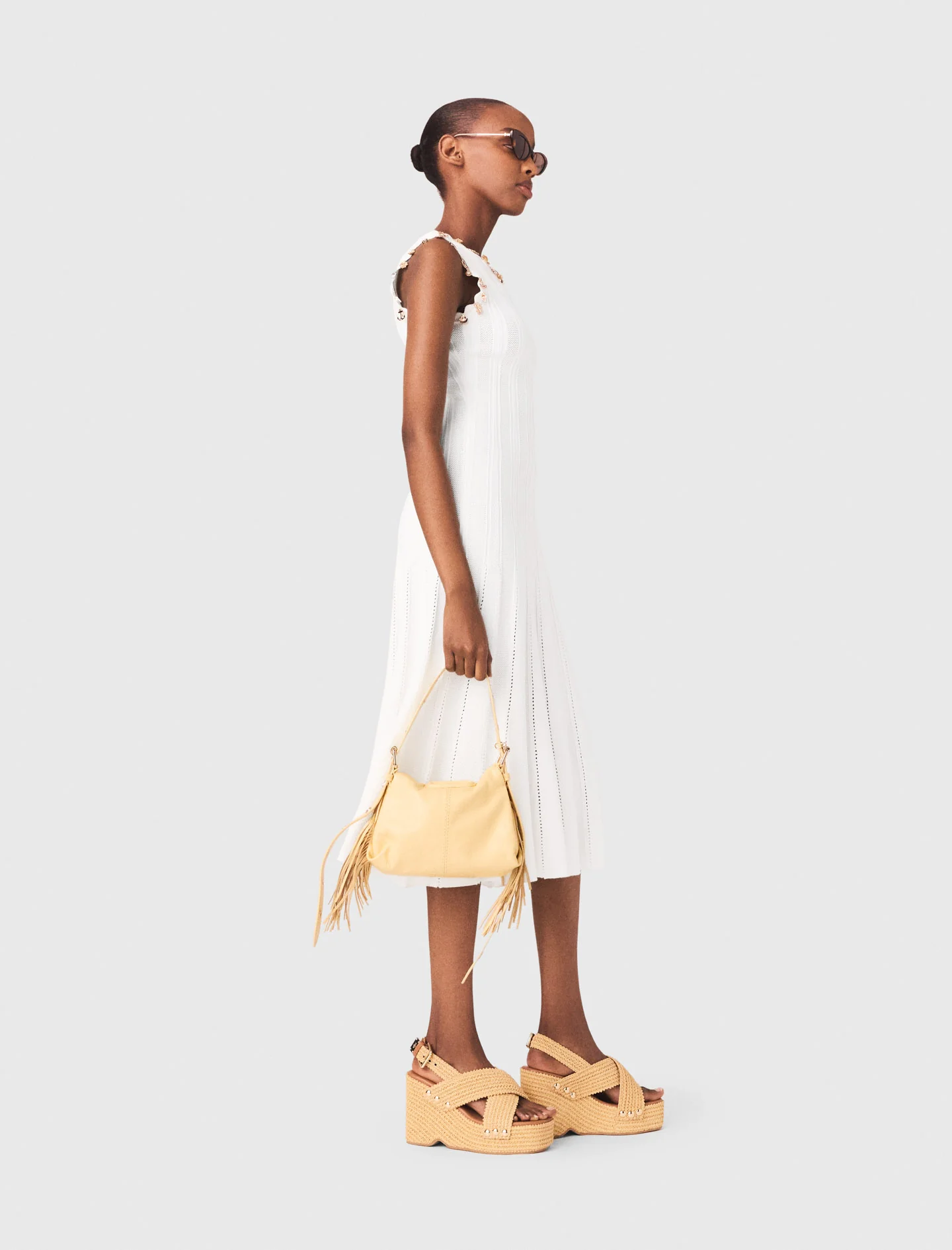Knit Dress With Gold Jewellery White - Image 3