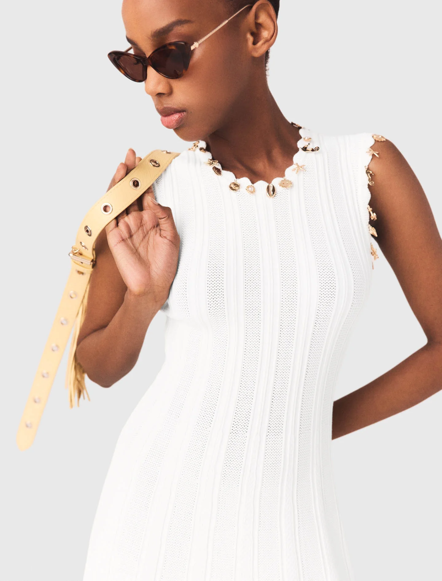 Knit Dress With Gold Jewellery White - Image 6