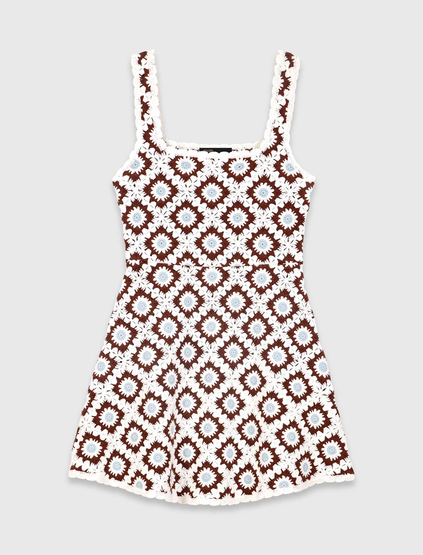 Floral Crochet Dress Brown/Blue - Image 6
