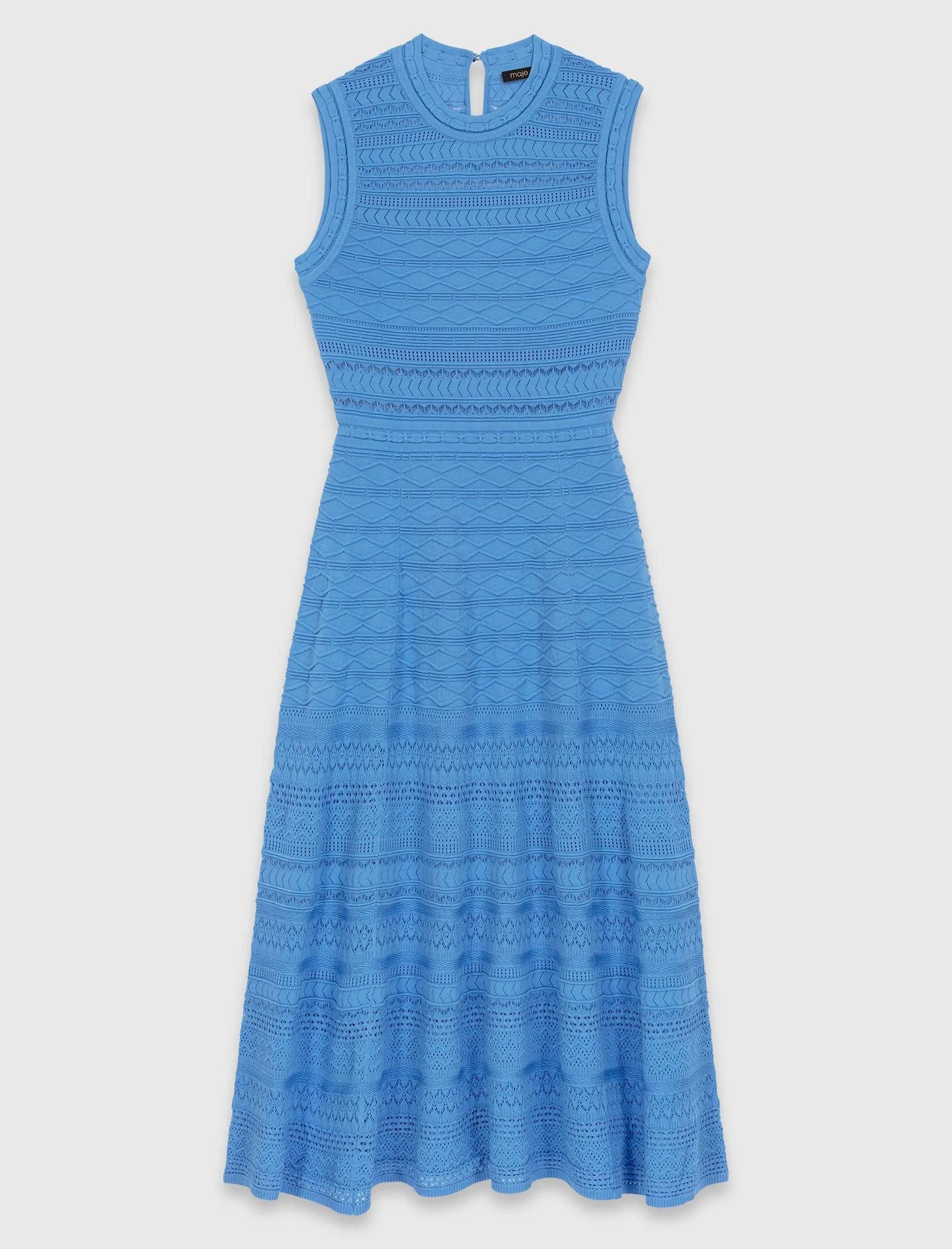 Pointelle Knit Maxi Dress Blue - Image 8