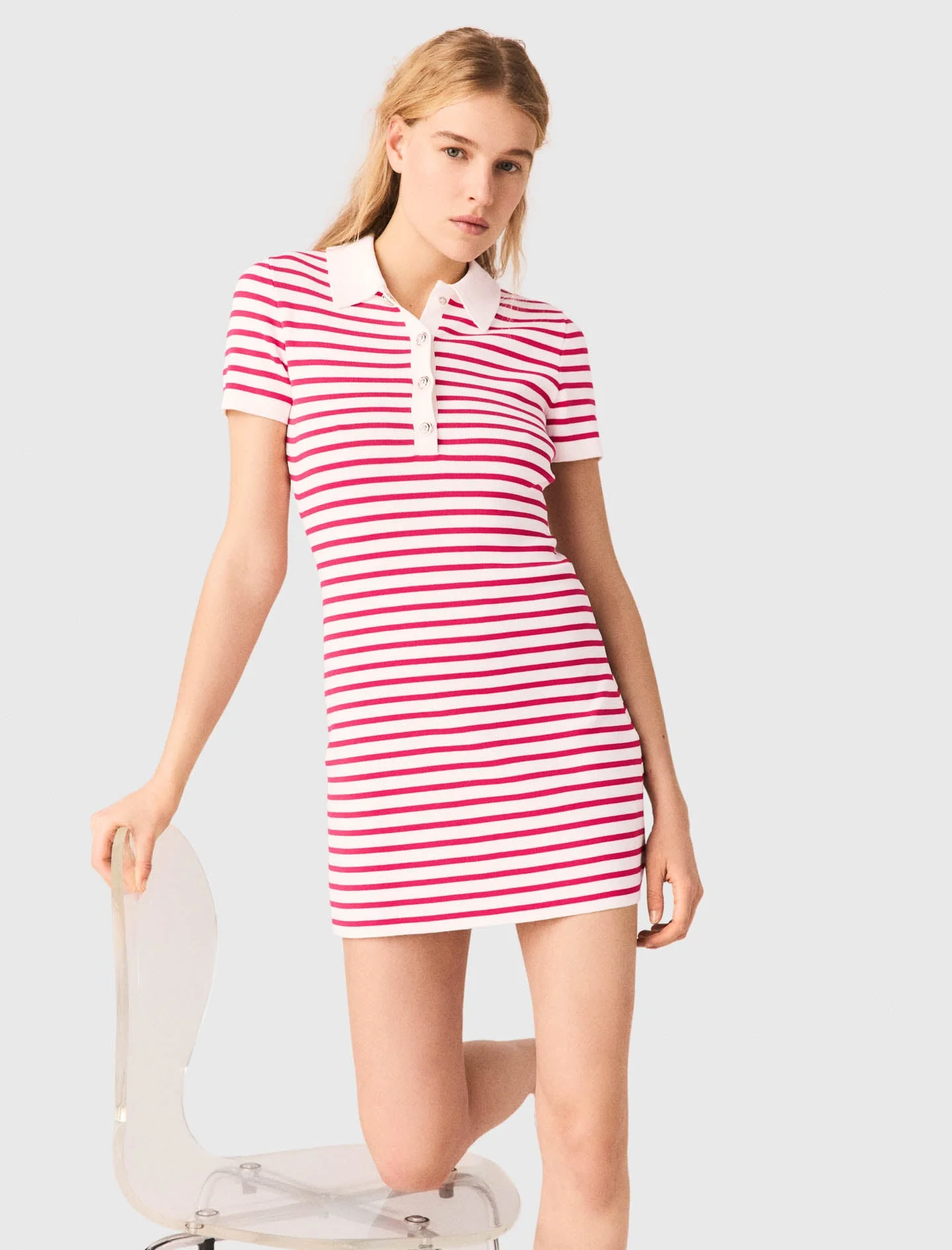 Striped Polo Dress Red - Image 5