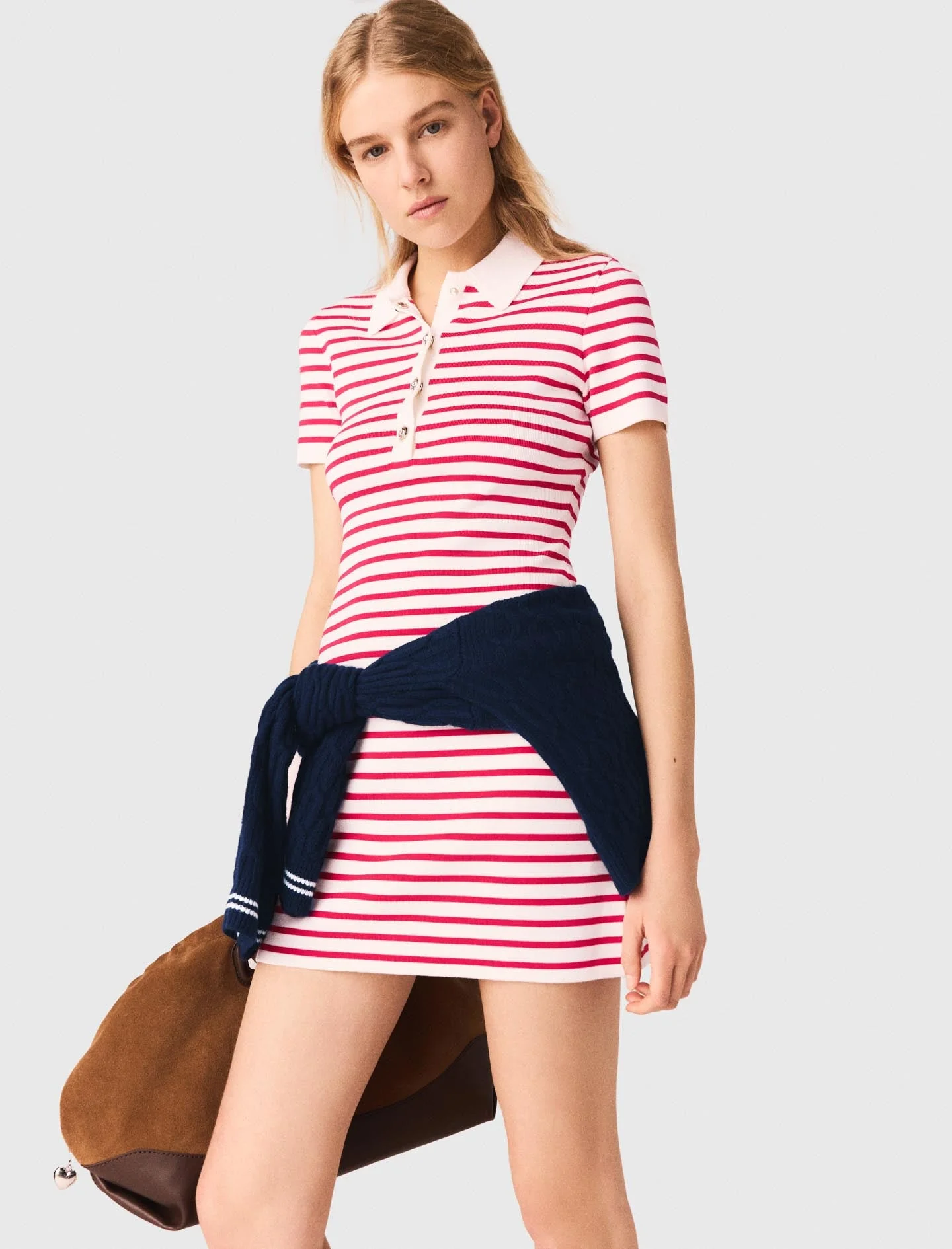 Striped Polo Dress Red - Image 6