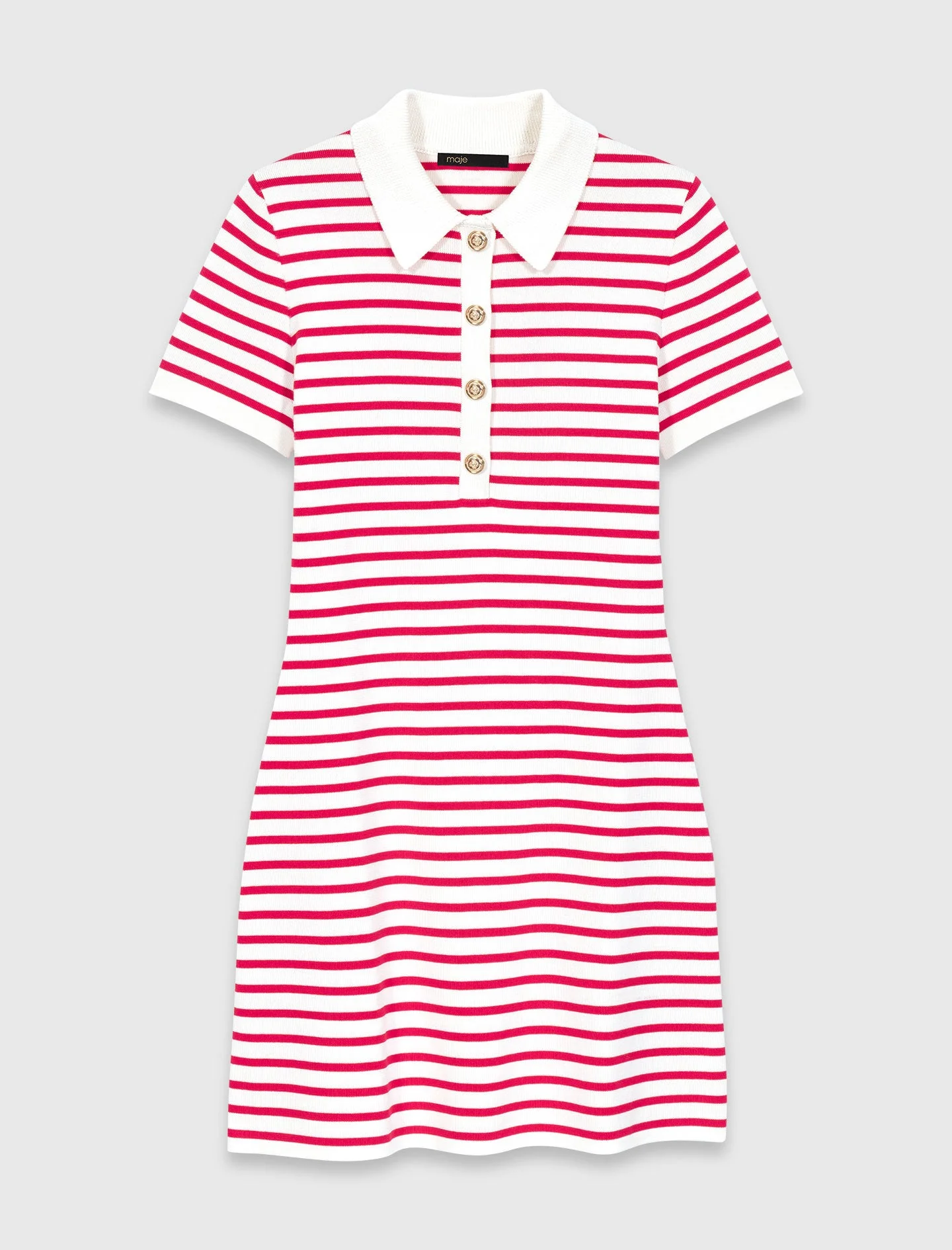 Striped Polo Dress Red - Image 9