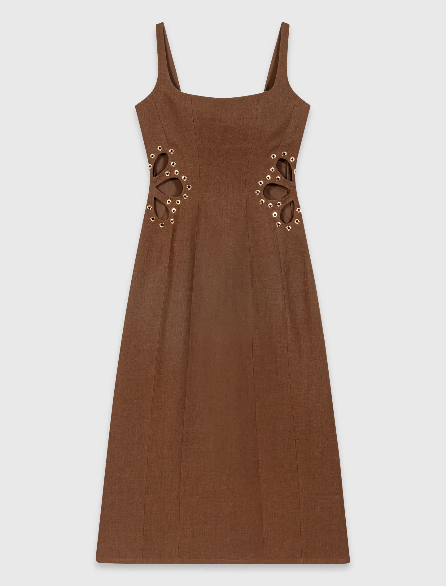 Linen Blend Maxi Dress Brown - Image 7