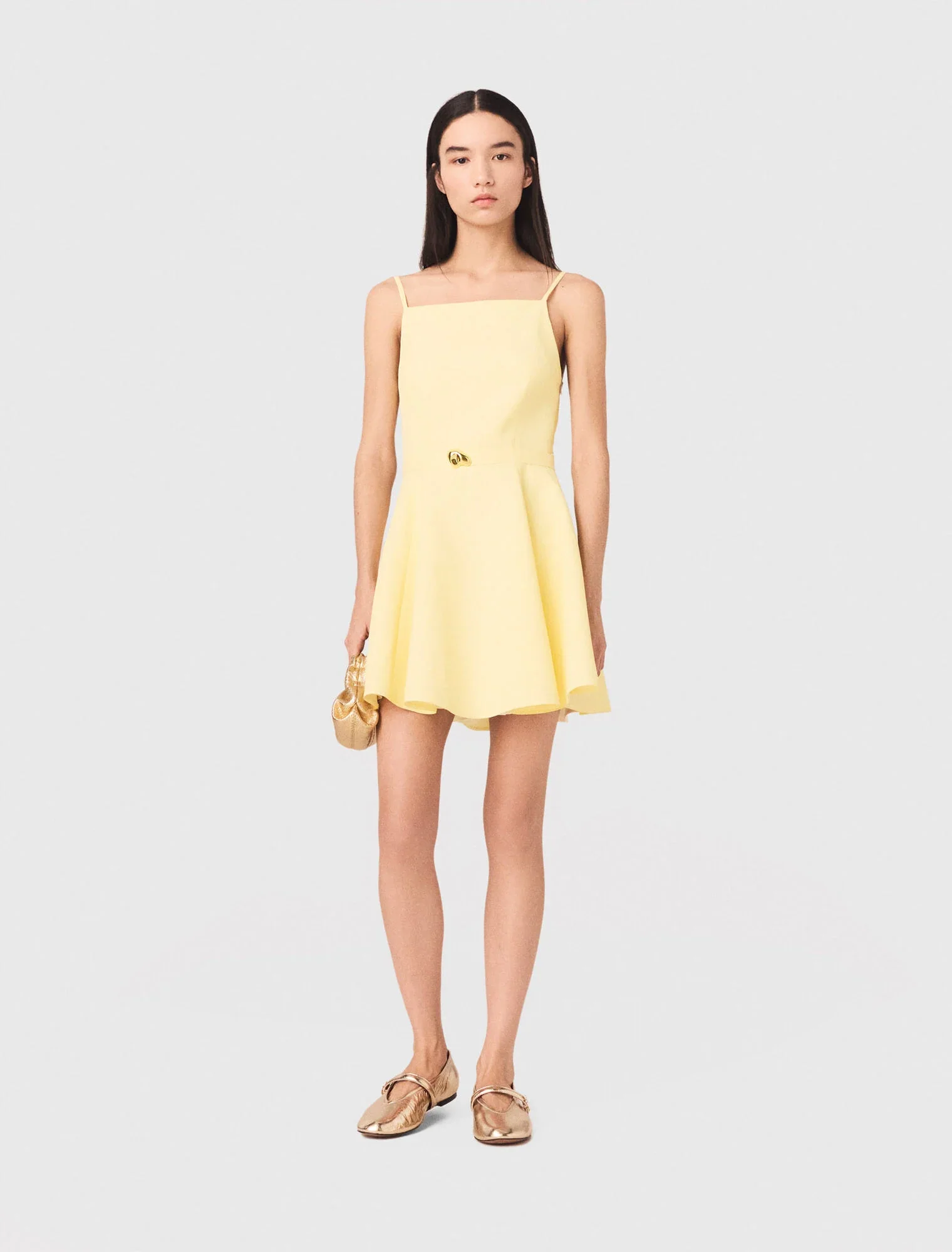 Strappy Flared Dress Pale Yellow