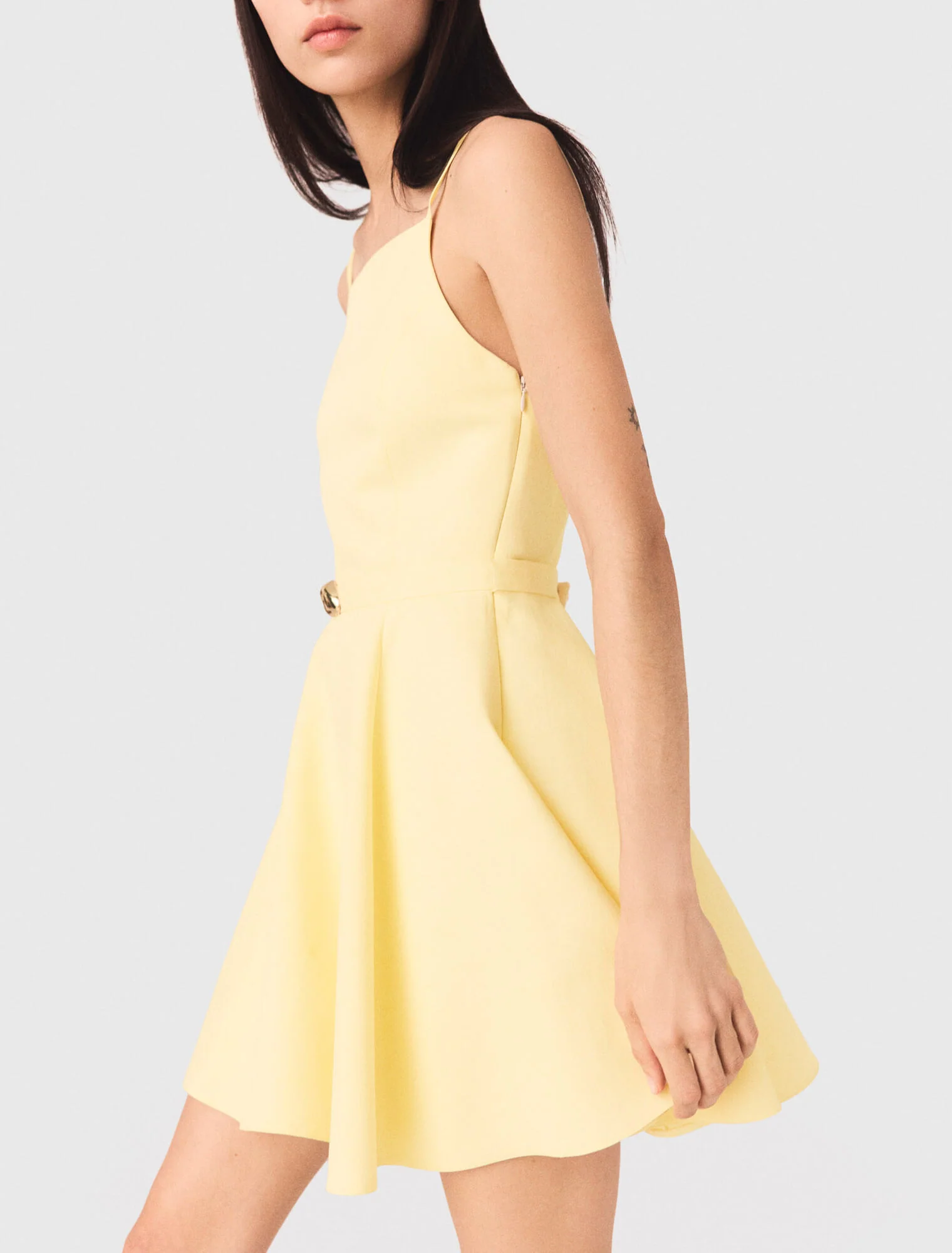 Strappy Flared Dress Pale Yellow - Image 2