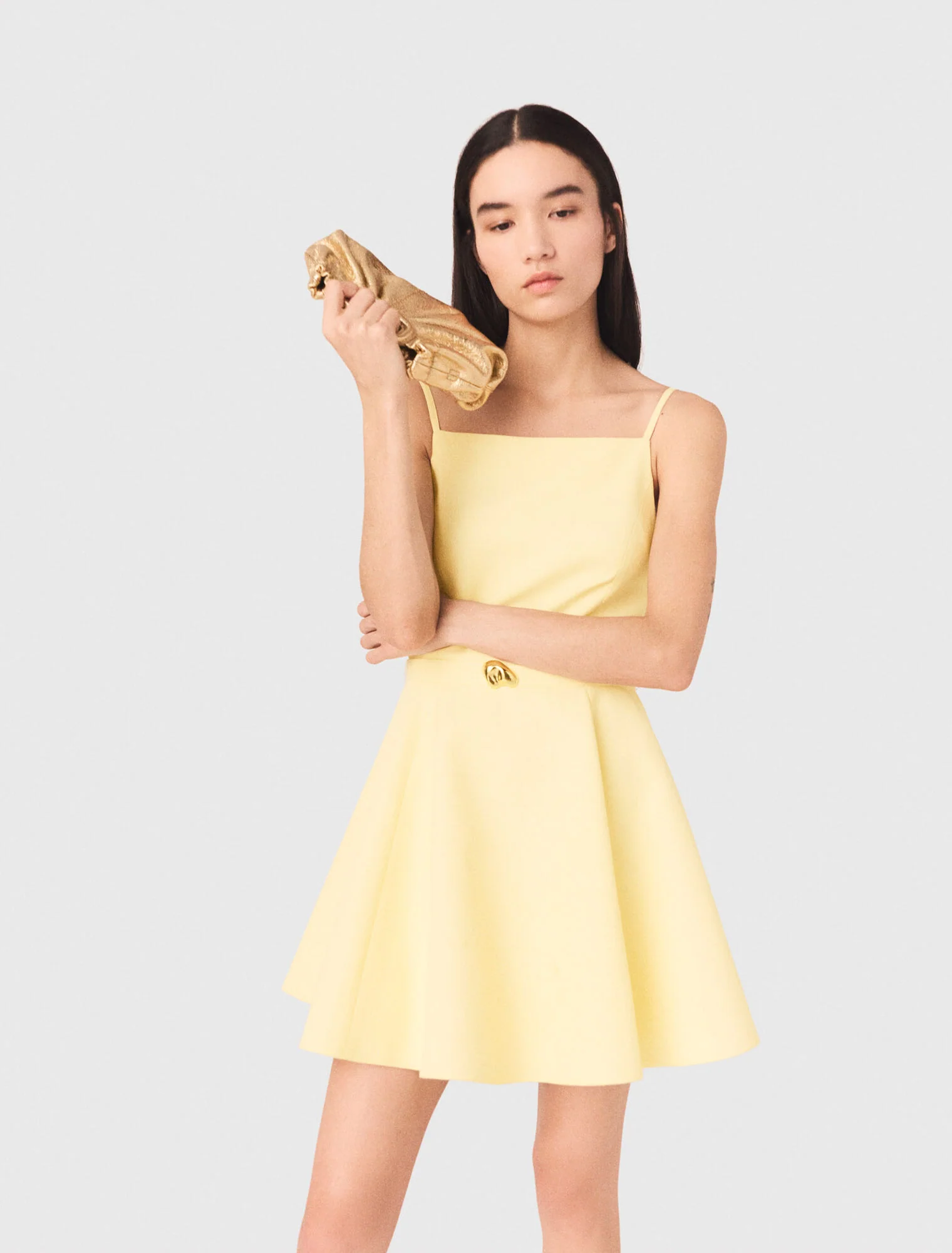 Strappy Flared Dress Pale Yellow - Image 4