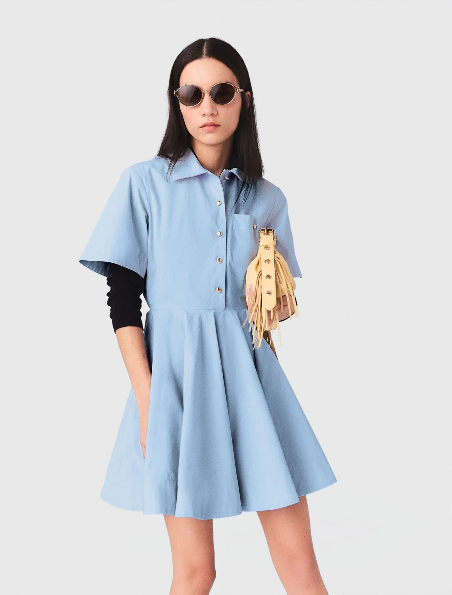 Flared Shirt Dress Blue Sky - Image 4