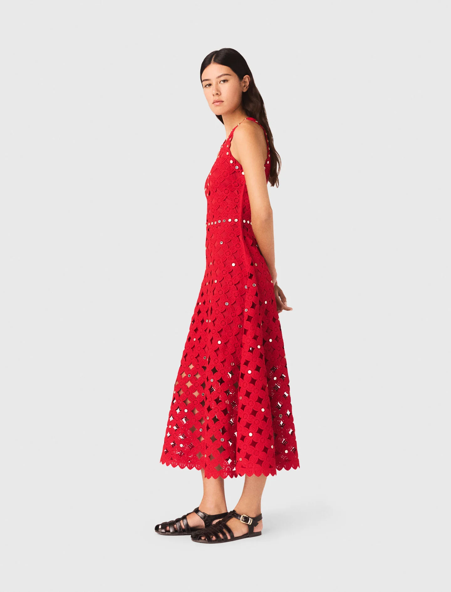 Mirrored Crochet Dress Red - Image 3