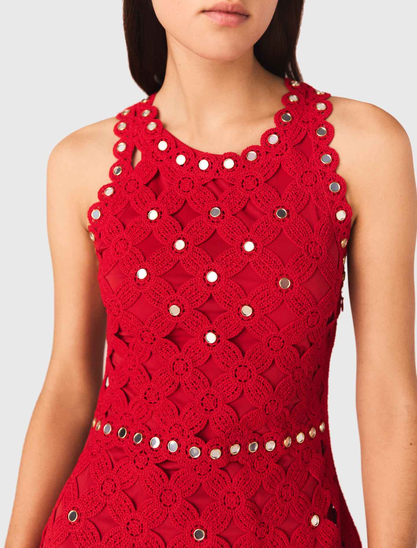 Mirrored Crochet Dress Red - Image 4
