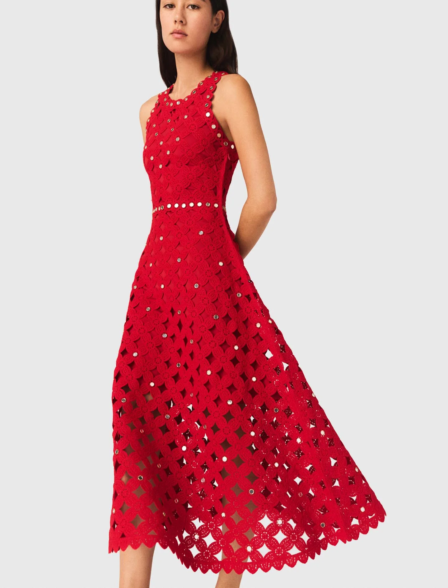 Mirrored Crochet Dress Red - Image 6