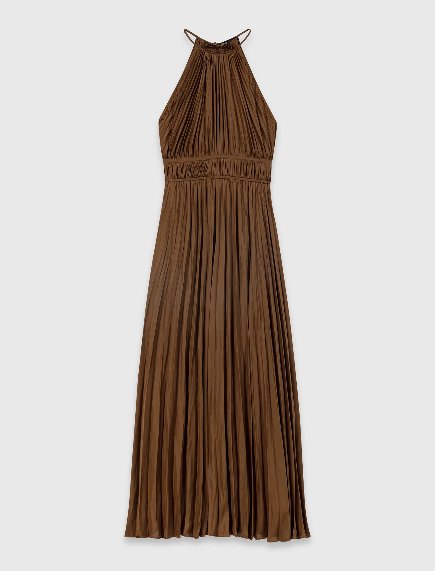 Pleated Maxi Dress Brown - Image 7