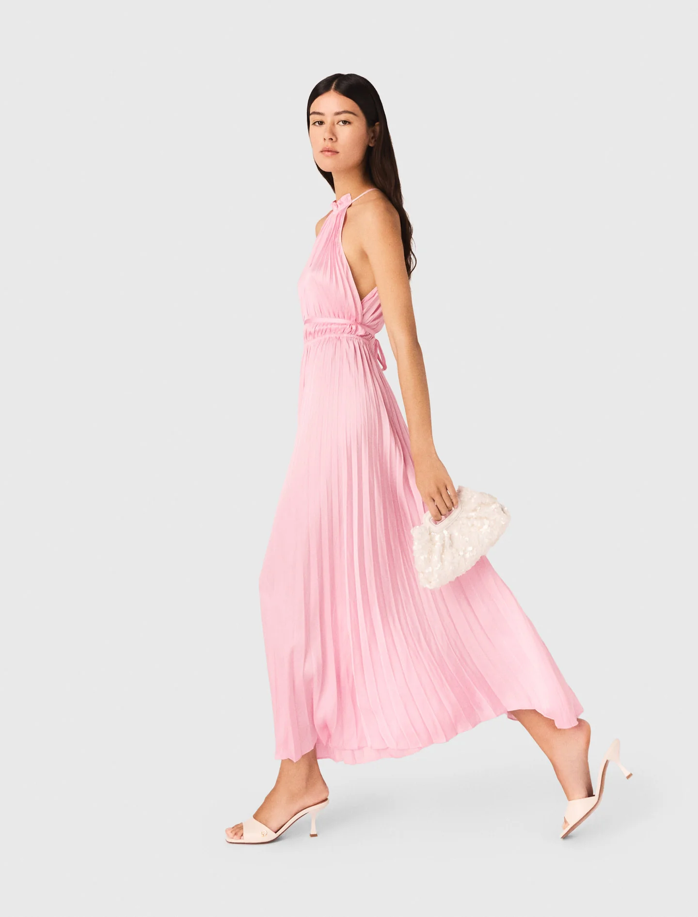 Pleated Maxi Dress Pink - Image 4