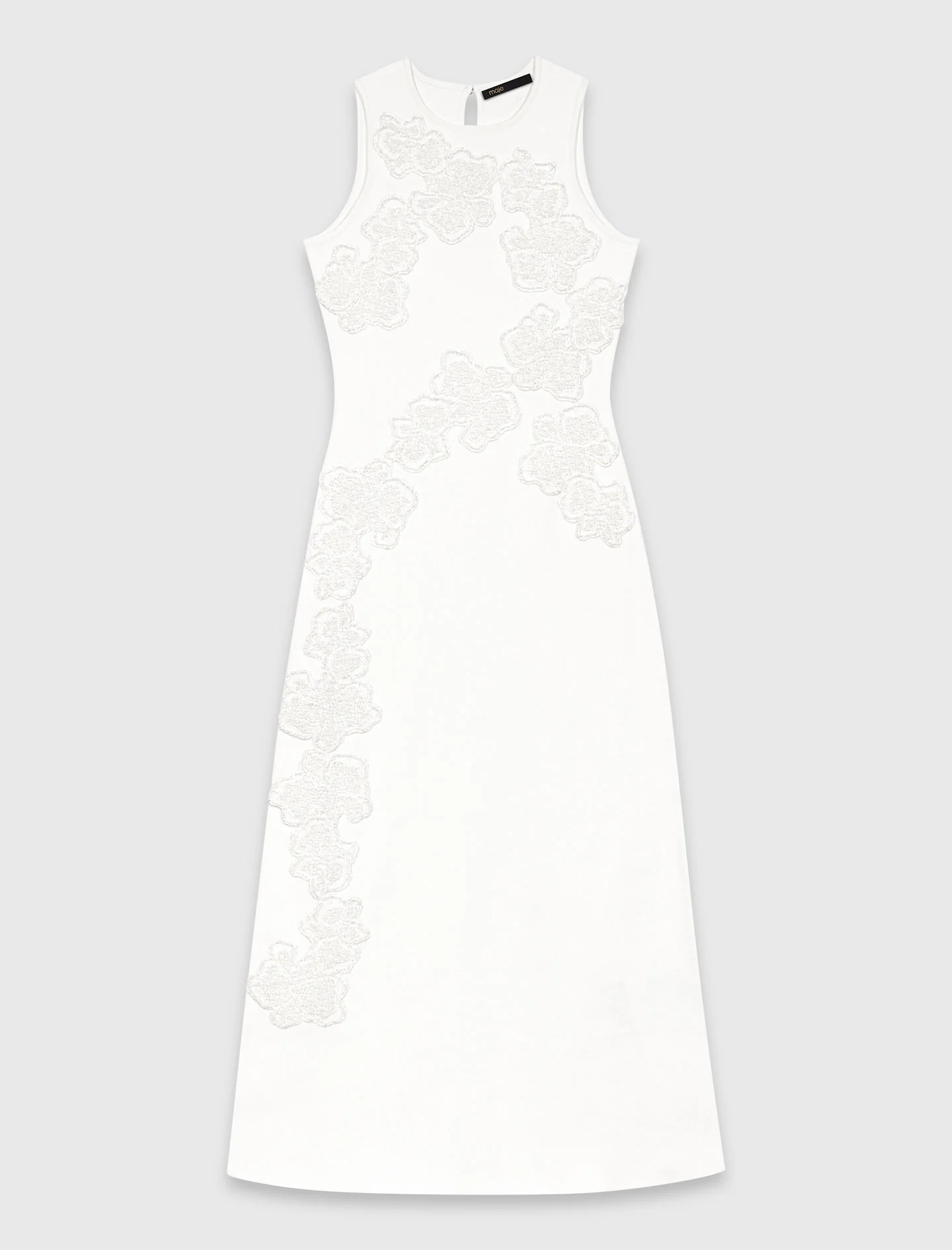 Beaded Embroidered Floral Dress White - Image 8