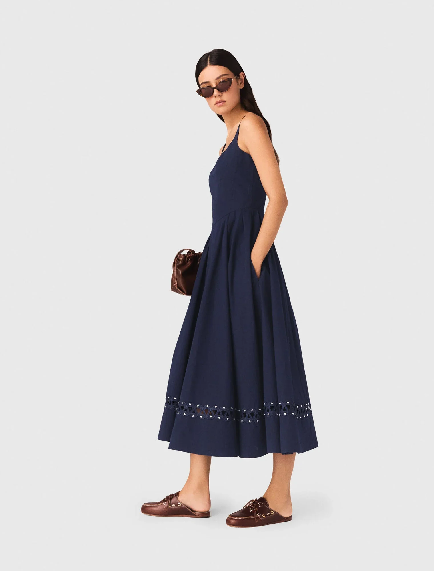 Flared Midi Dress Navy - Image 2