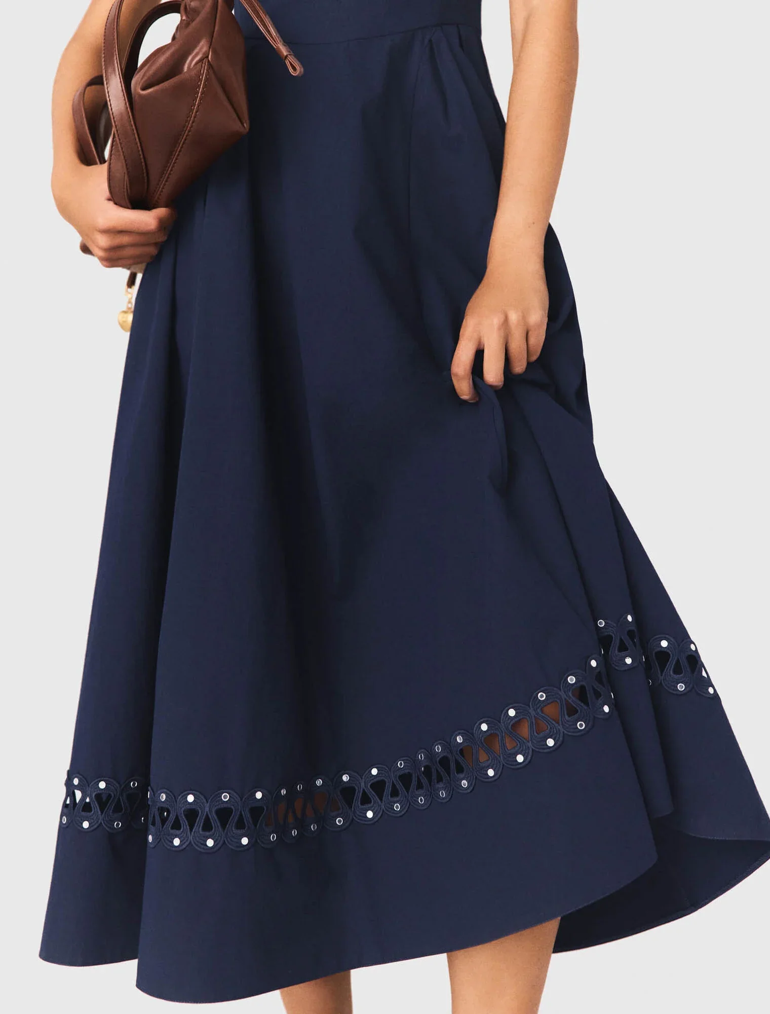 Flared Midi Dress Navy - Image 6