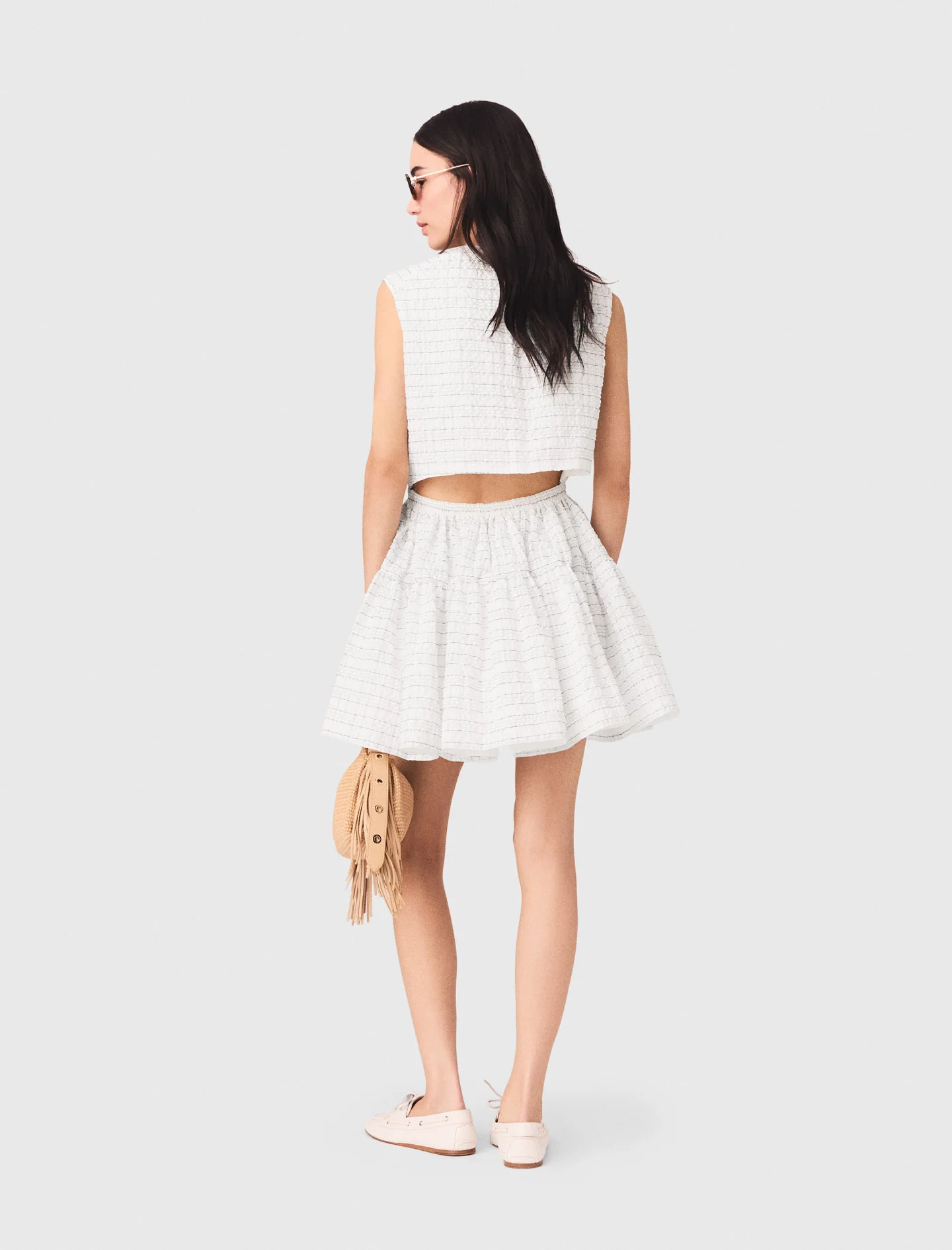 Short Flared Open-Back Dress White - Image 5