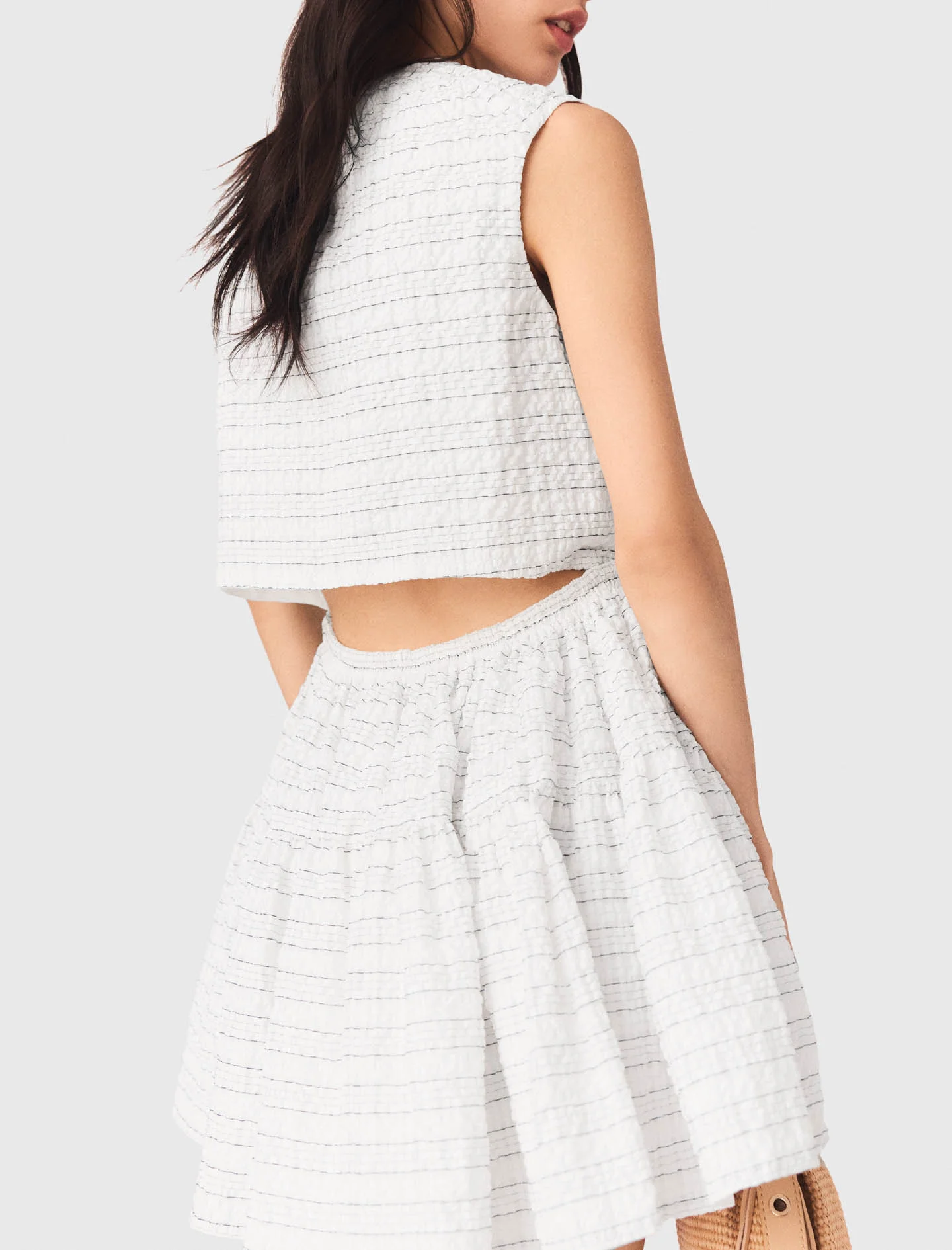 Short Flared Open-Back Dress White - Image 6