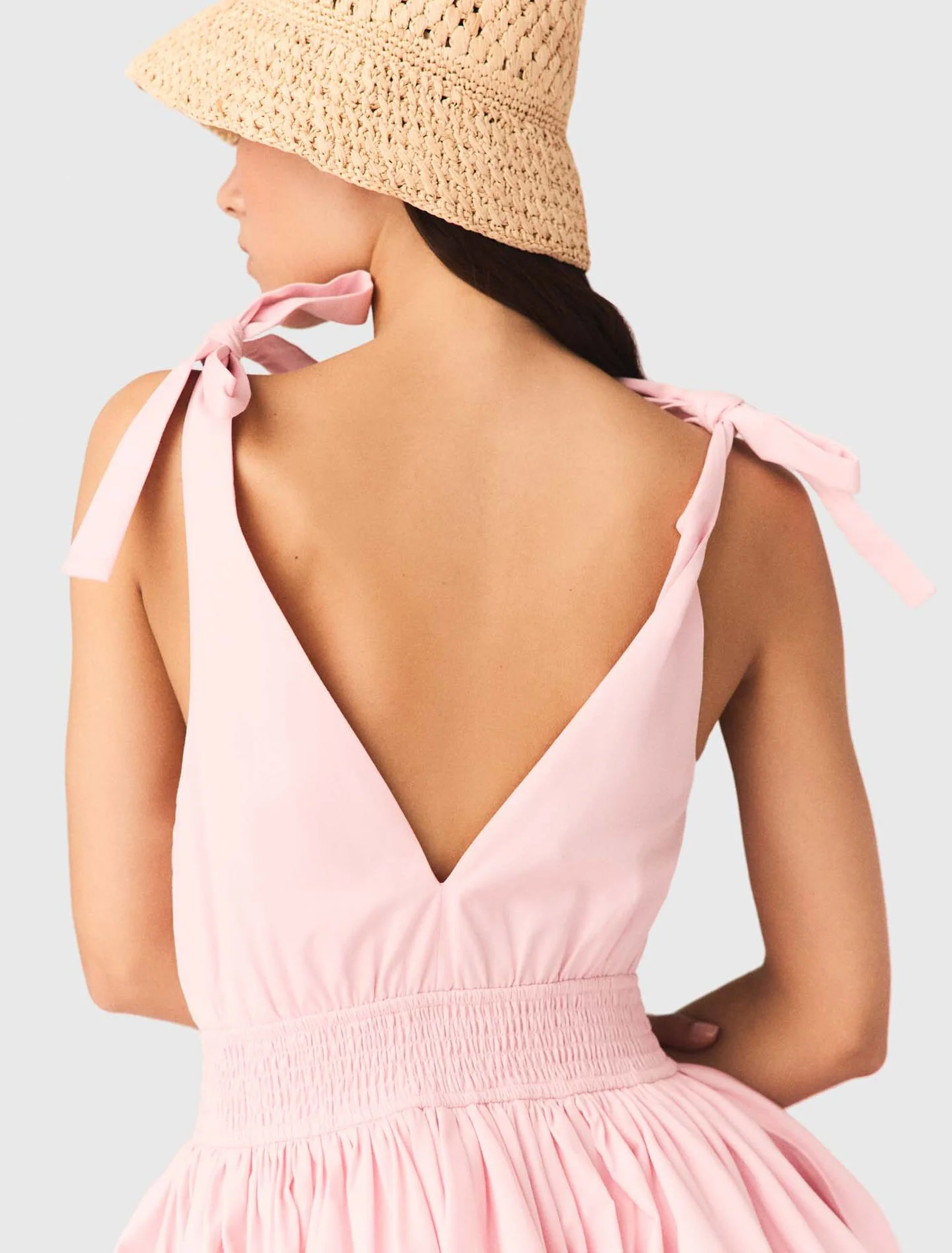 Short Flared Cotton Dress Pink - Image 7