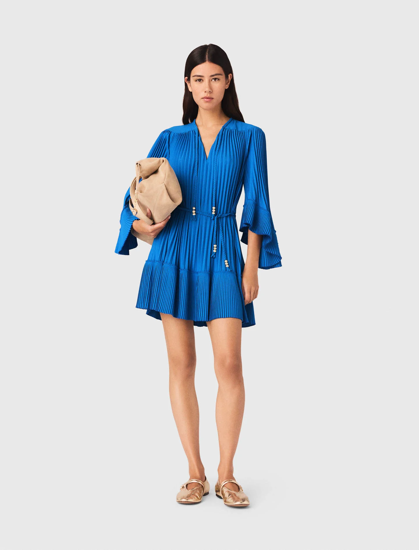 Short Pleated Dress Blue