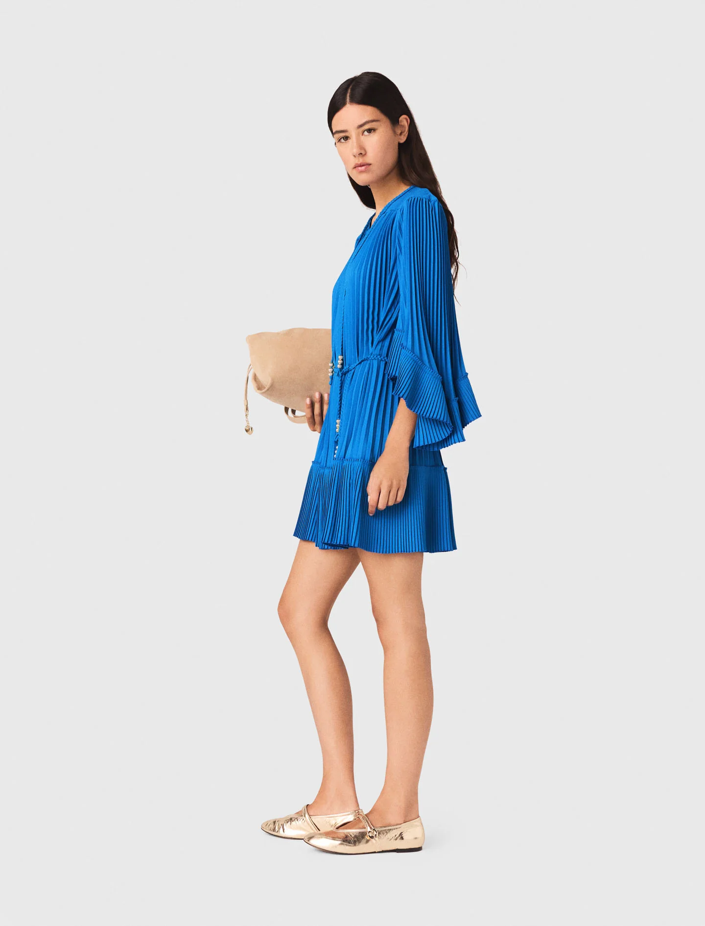 Short Pleated Dress Blue - Image 2