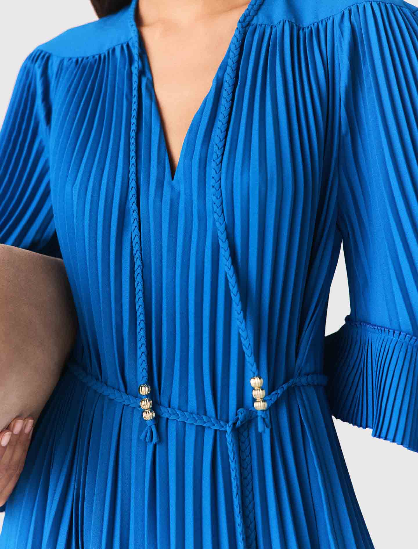 Short Pleated Dress Blue - Image 4