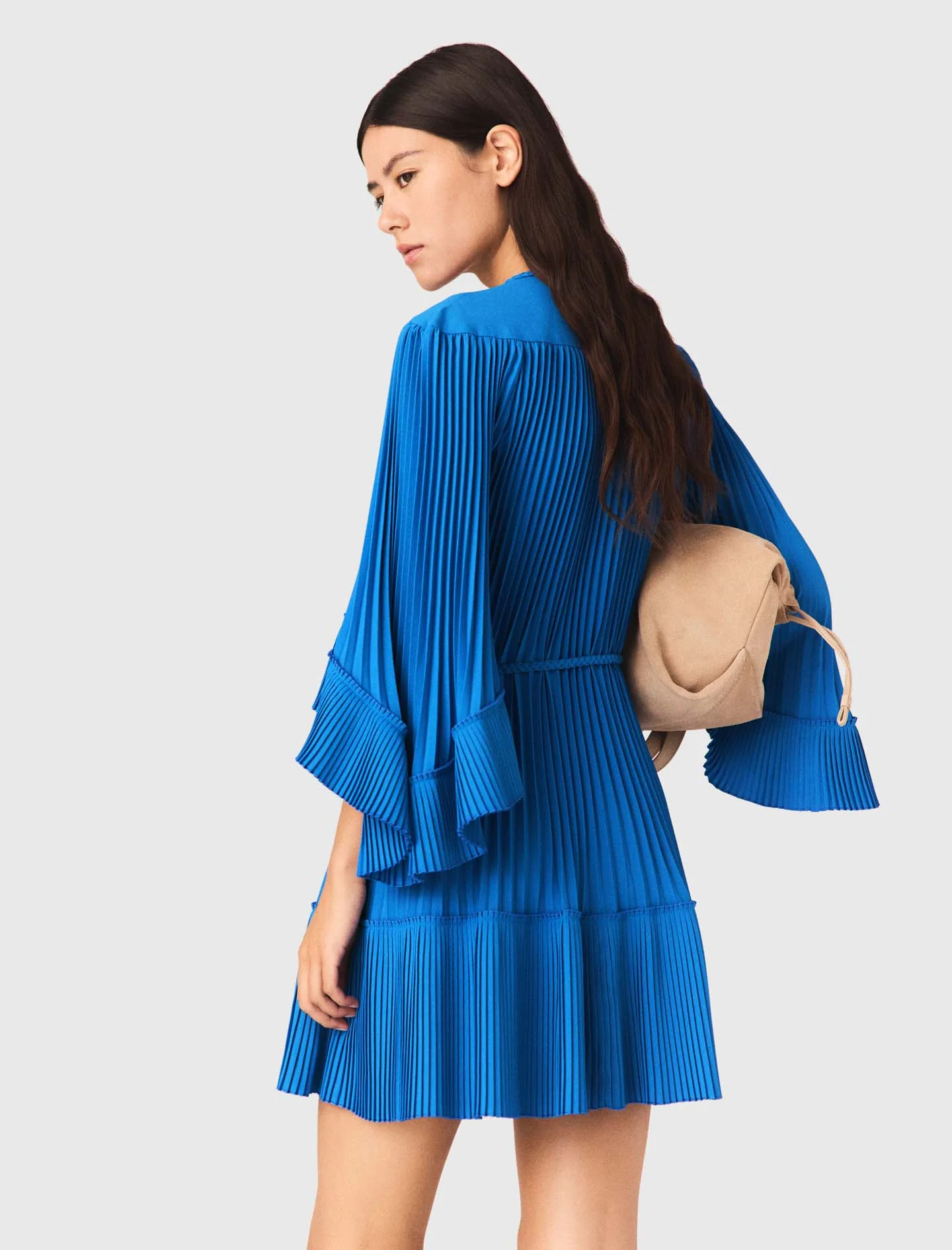 Short Pleated Dress Blue - Image 5