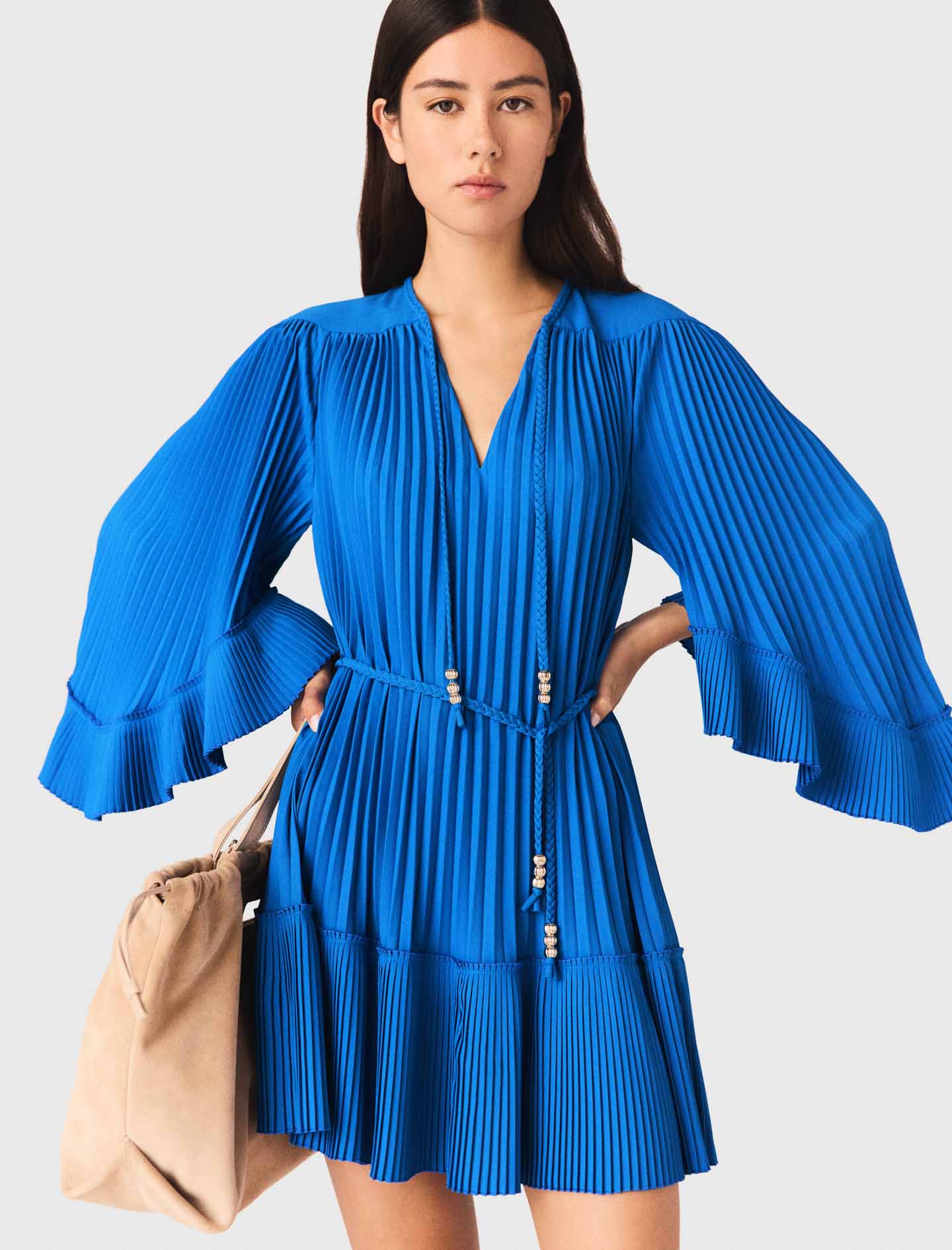 Short Pleated Dress Blue - Image 6