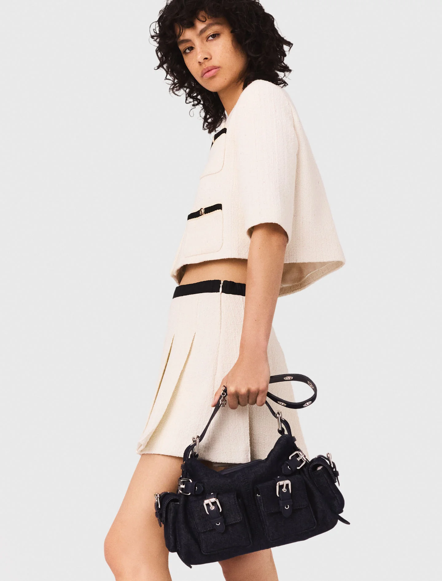 Lurex tweed skort Ecru - Image 3